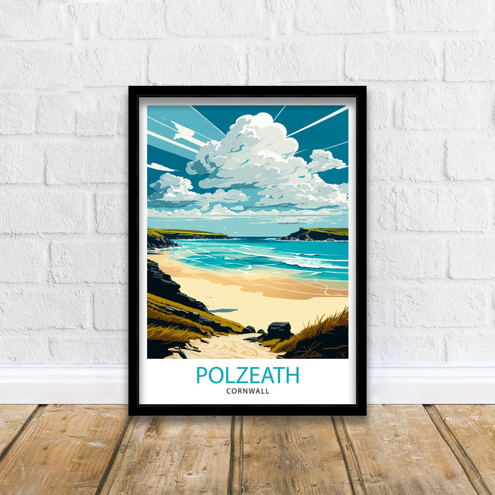 Polzeath Travel Poster Polzeath Wall Art Polzeath Illustration Polzeath Poster Cornwall Travel Poster Cornwall