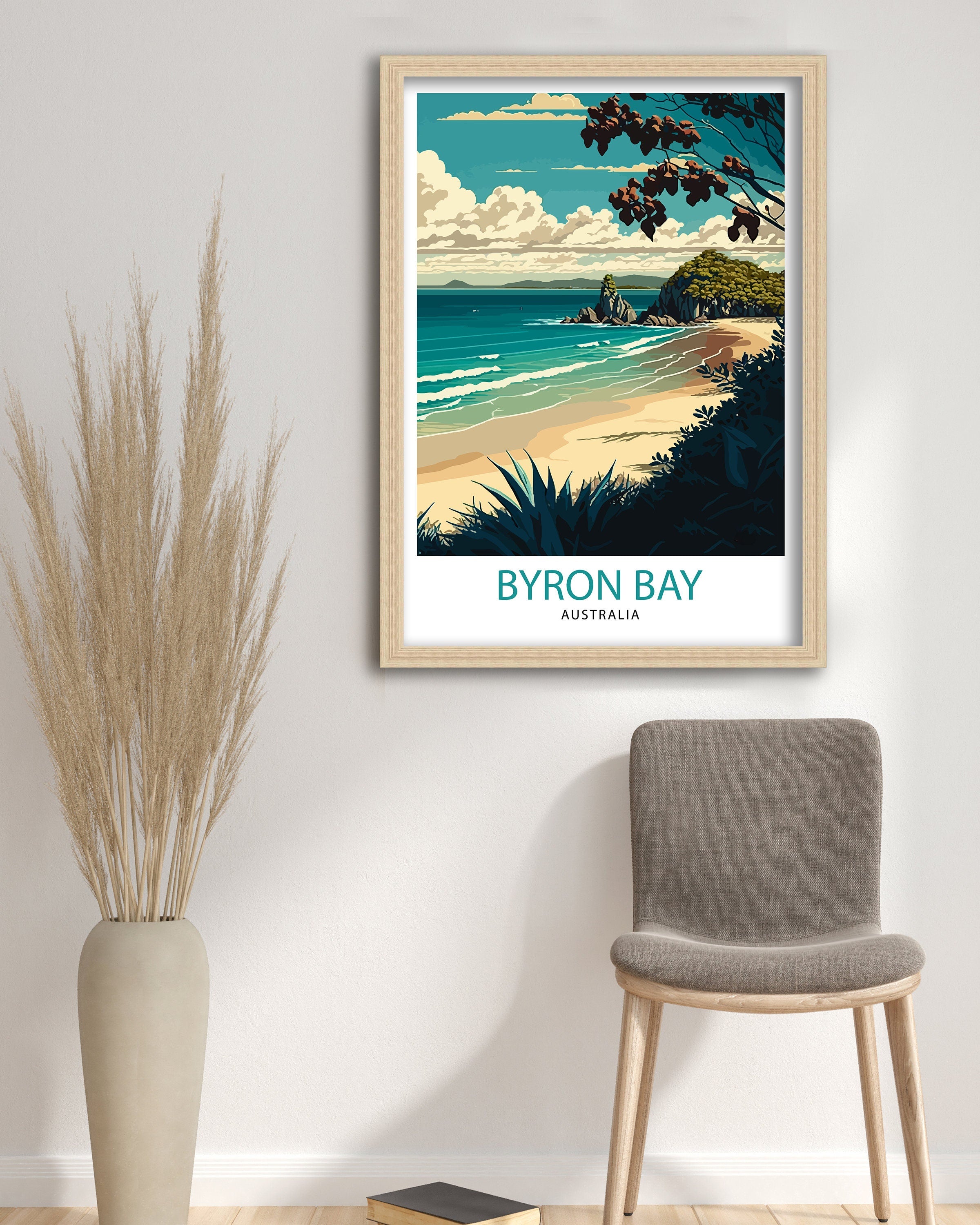 Byron Bay Australia Travel Poster, Coastal Beach Print
