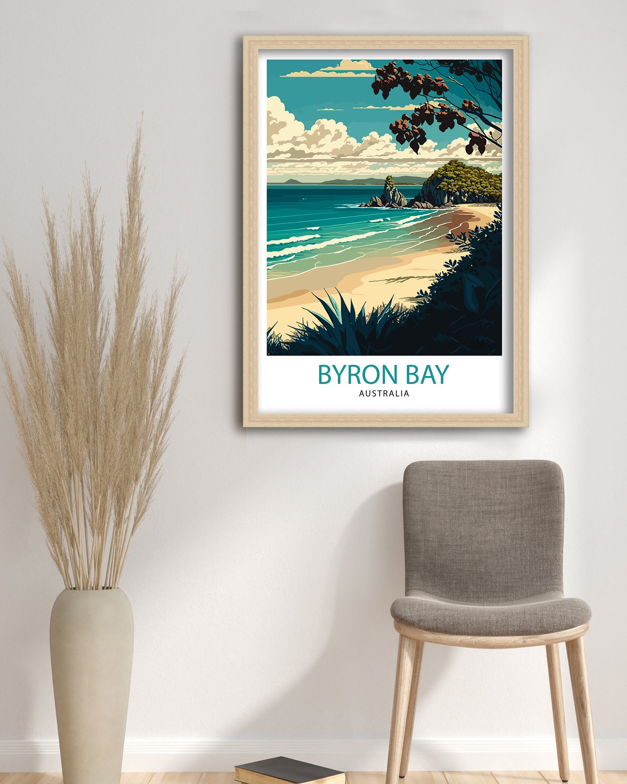 Byron Bay Australia Travel Poster, Coastal Beach Print