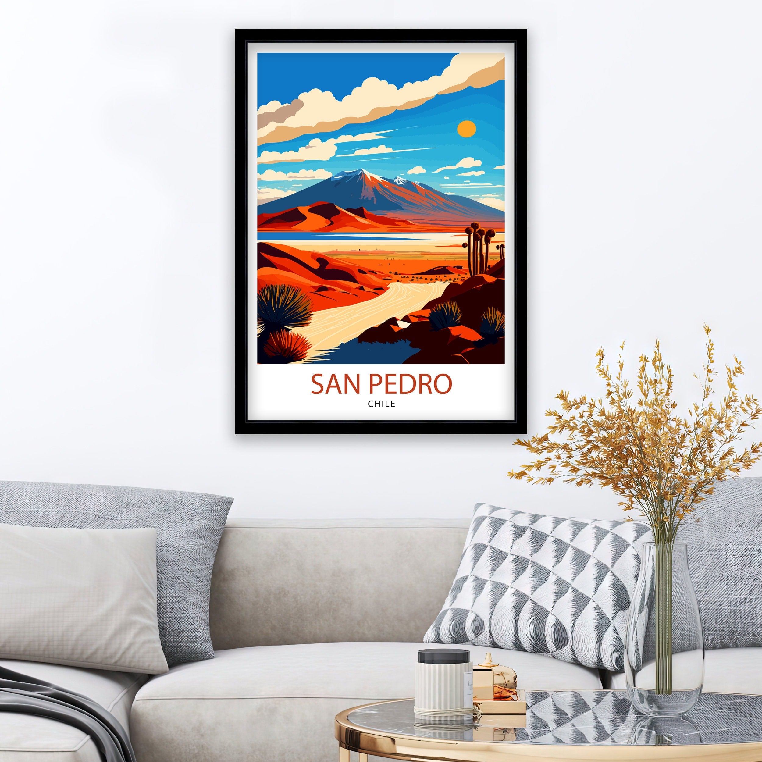 San Pedro Chile Travel Poster | Desert Illustration Art Print