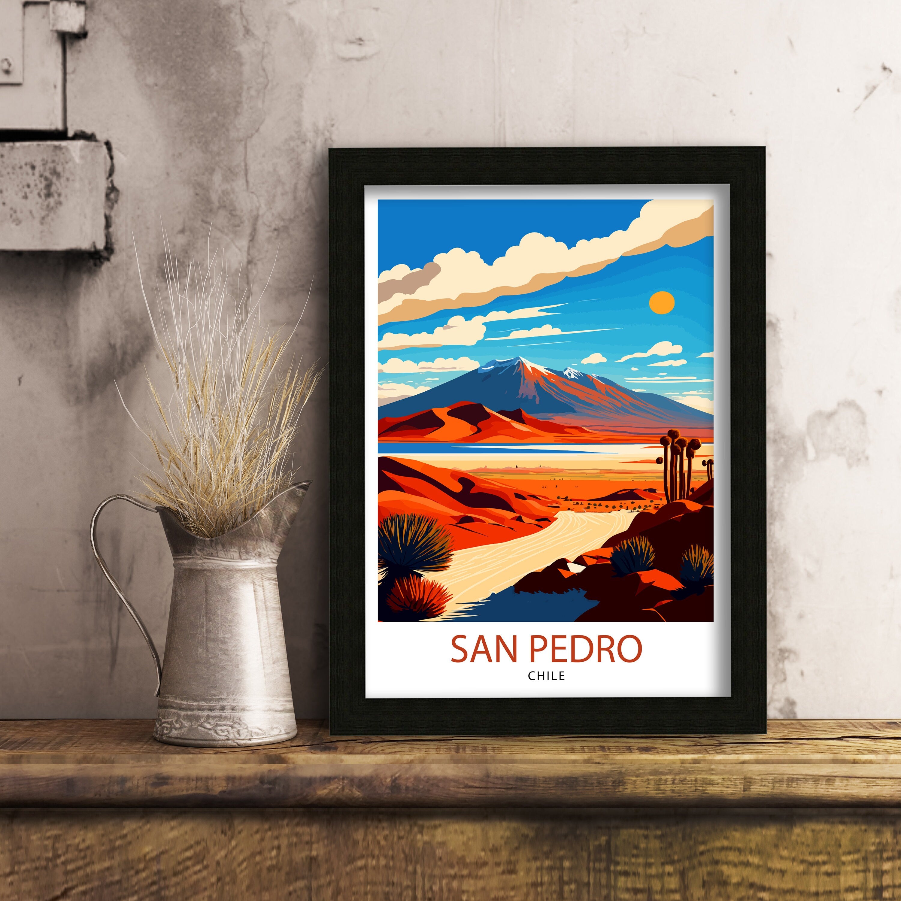 San Pedro Chile Travel Poster | Desert Illustration Art Print