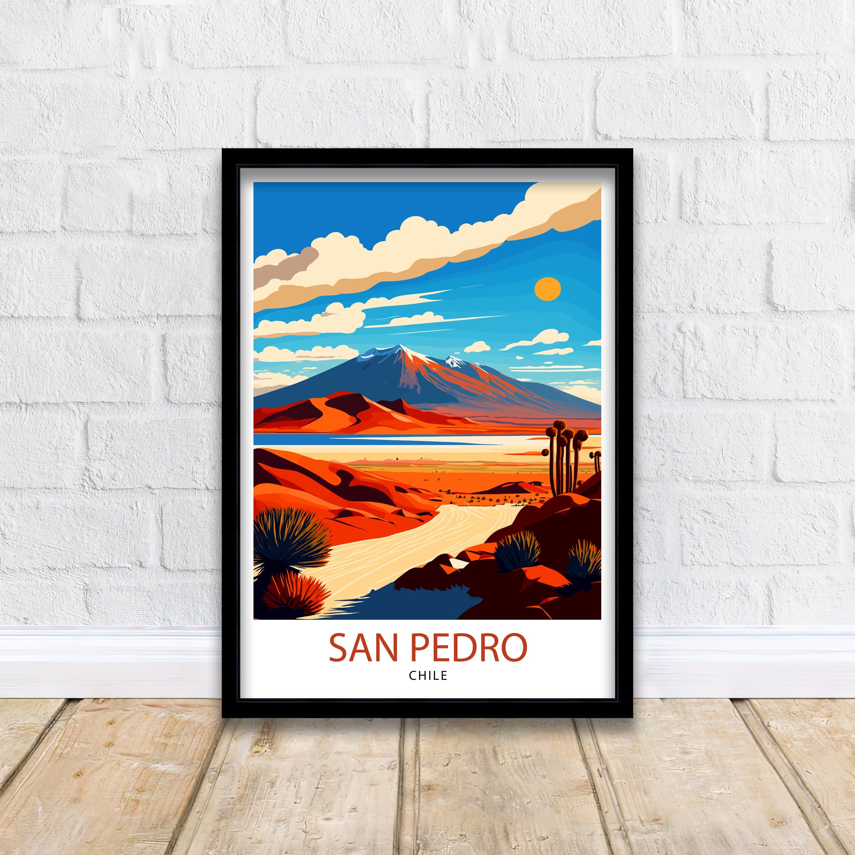 San Pedro Chile Travel Poster | Desert Illustration Art Print
