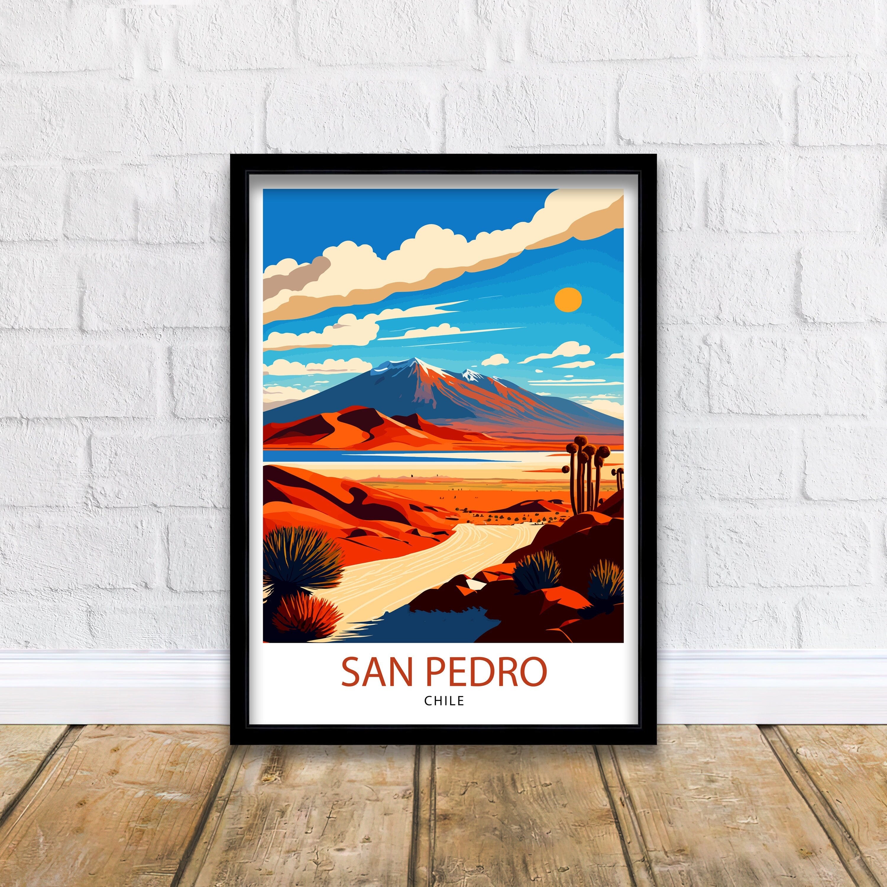 San Pedro Chile Travel Poster | Desert Illustration Art Print
