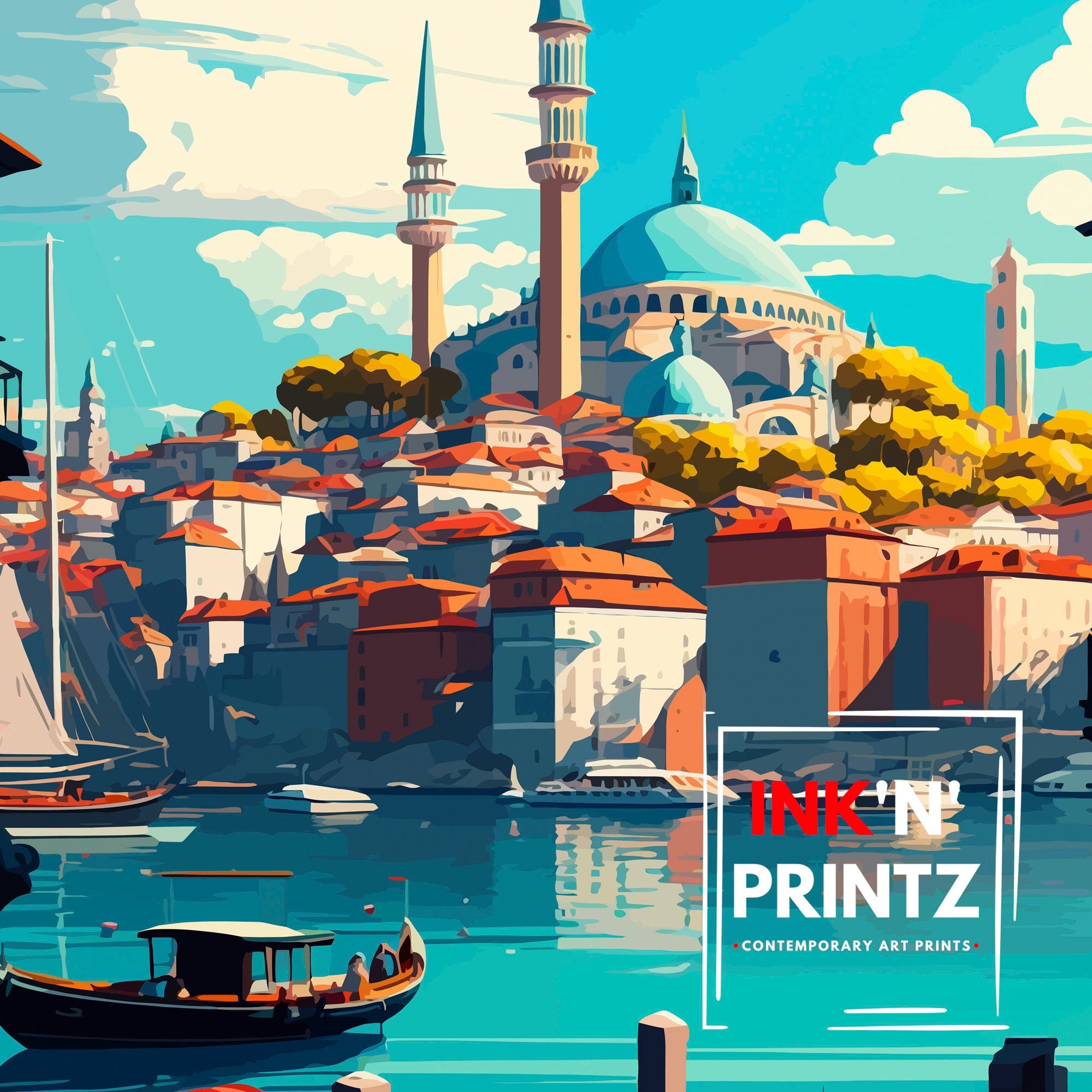 Istanbul Travel Poster: Vibrant City Illustration