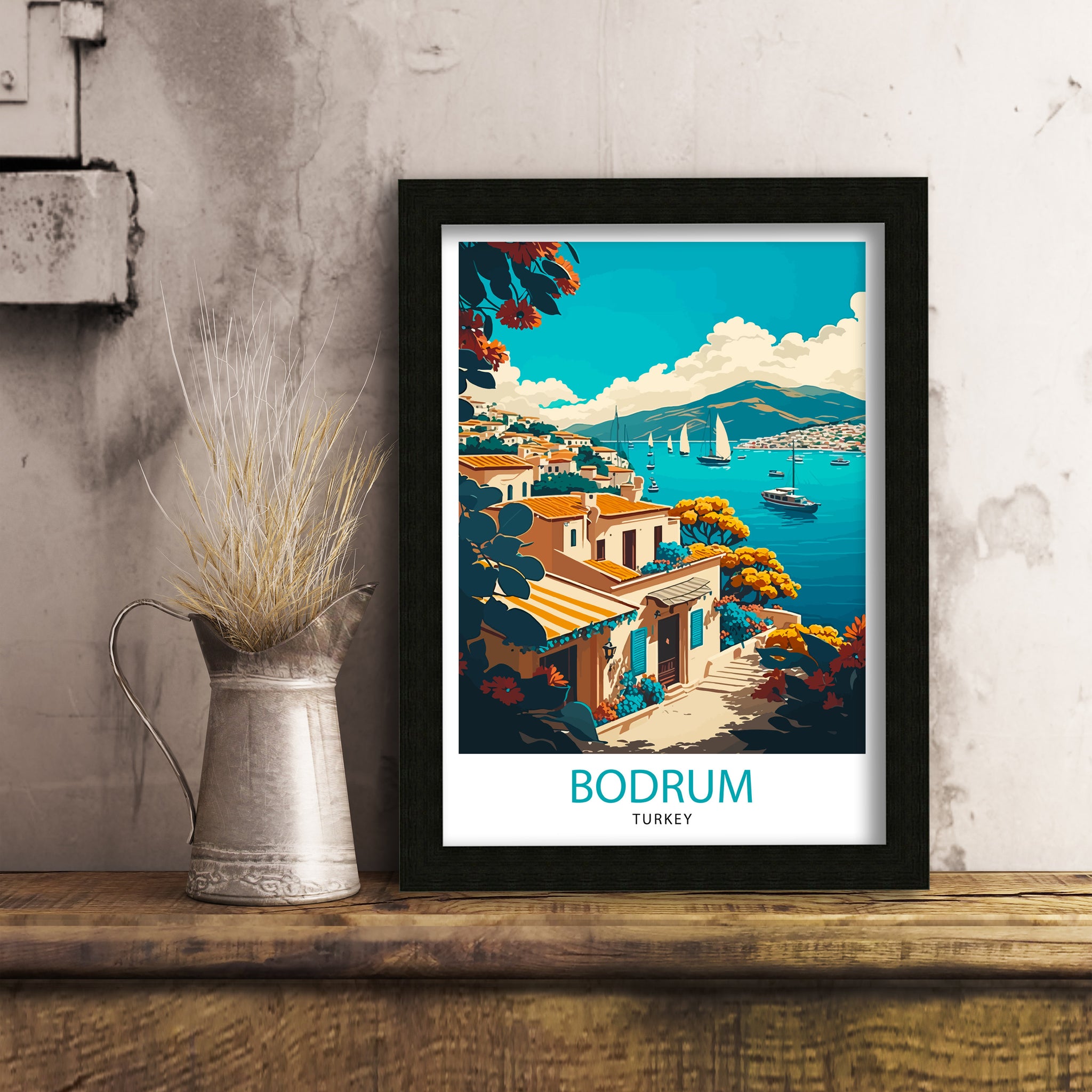 Bodrum Turkey Travel Illustration Print
