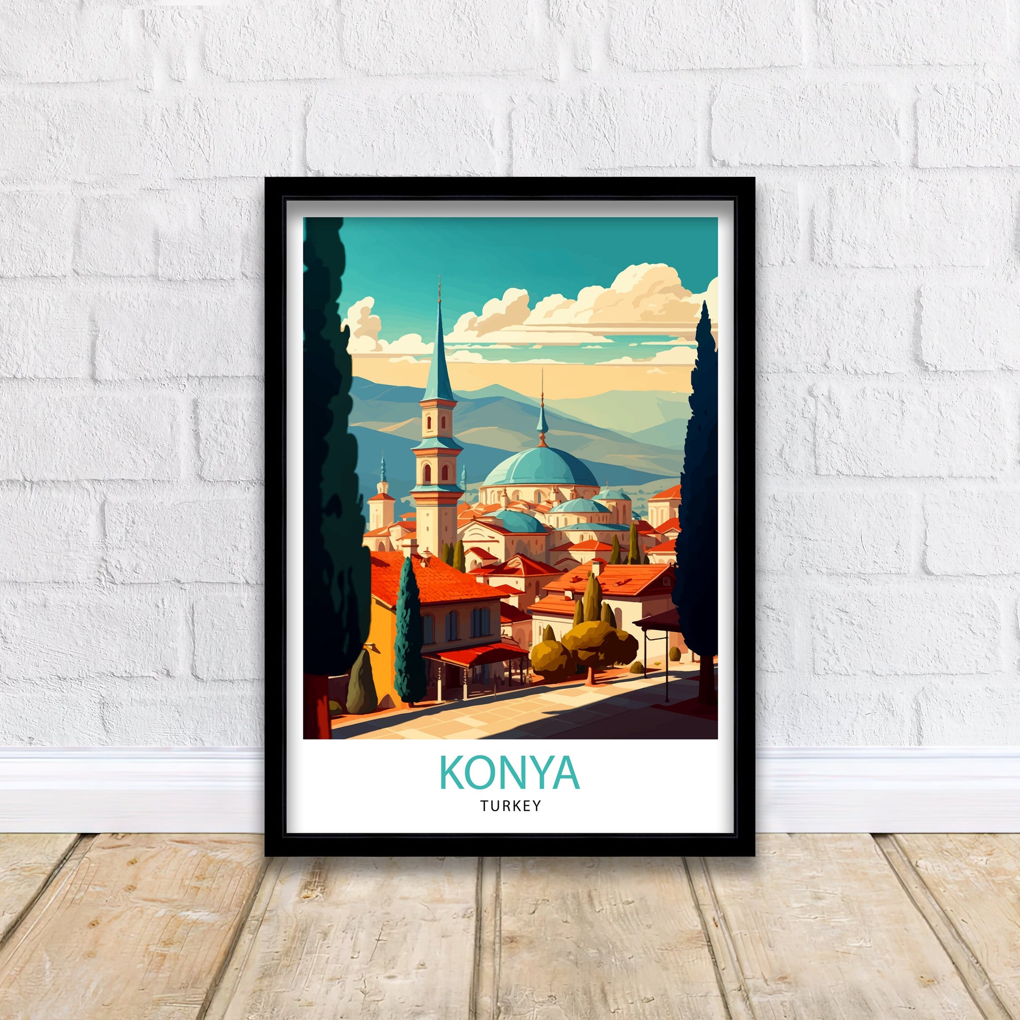 Konya Turkey Travel Poster, Turkish City Art Print