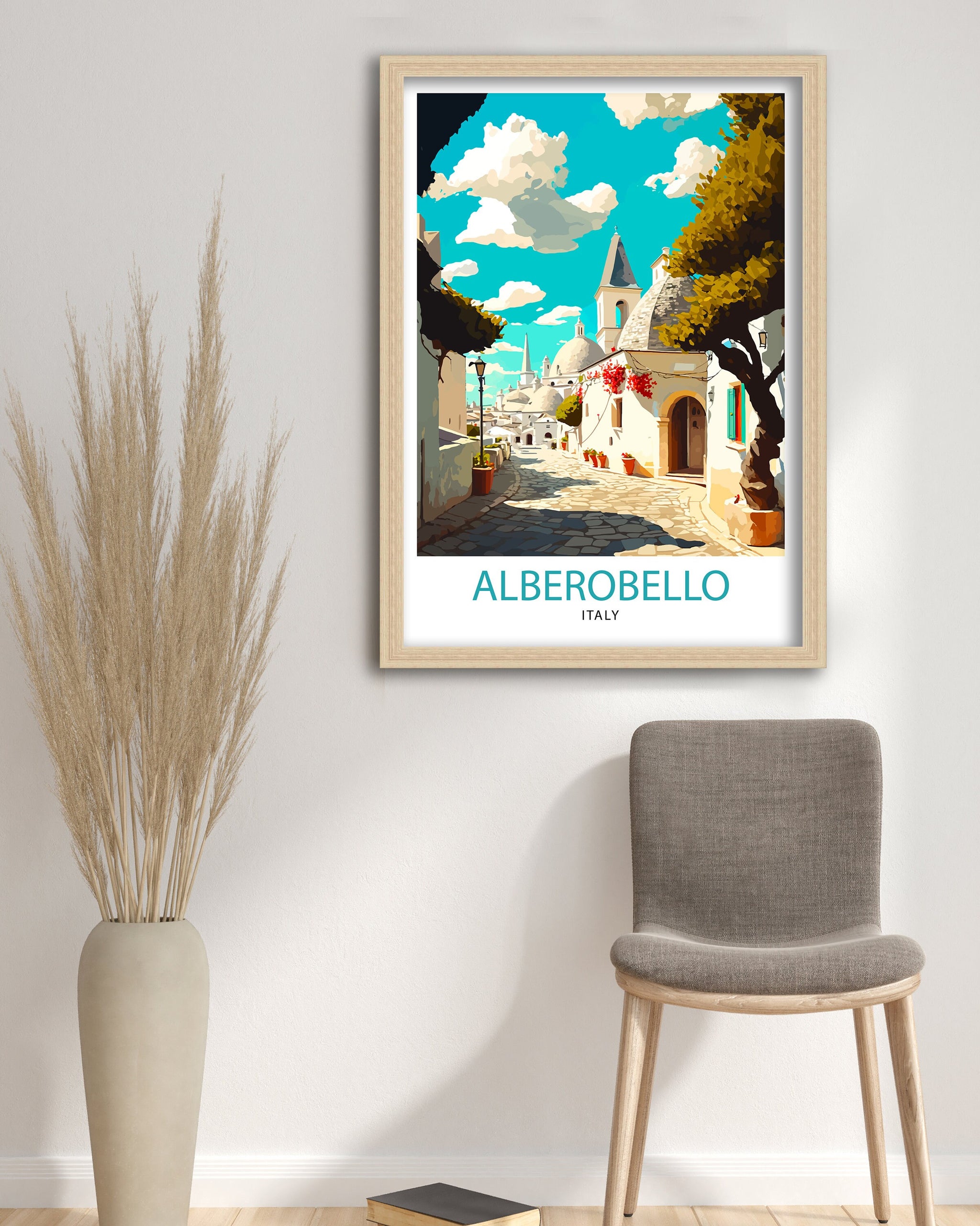 Alberobello Italy Travel Poster, Trulli Illustration Art