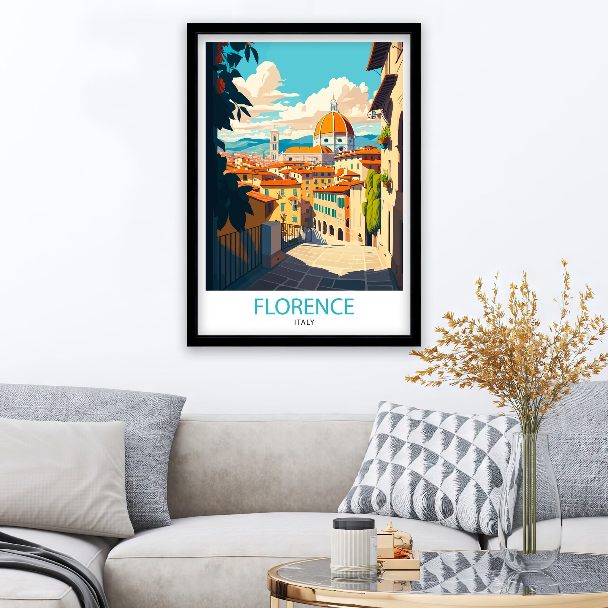 Florence Italy Travel Poster: Cityscape Art Print