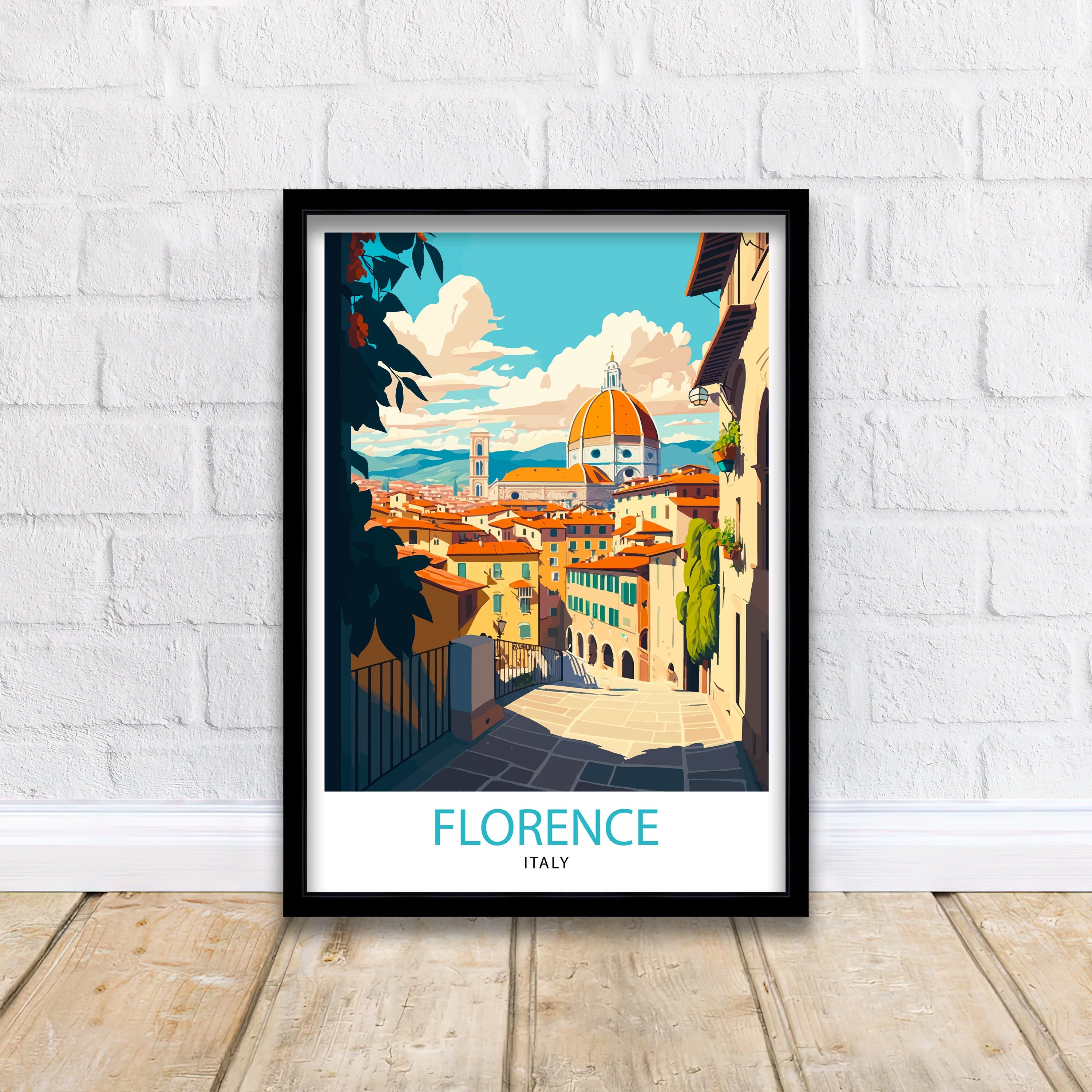 Florence Italy Travel Poster: Cityscape Art Print