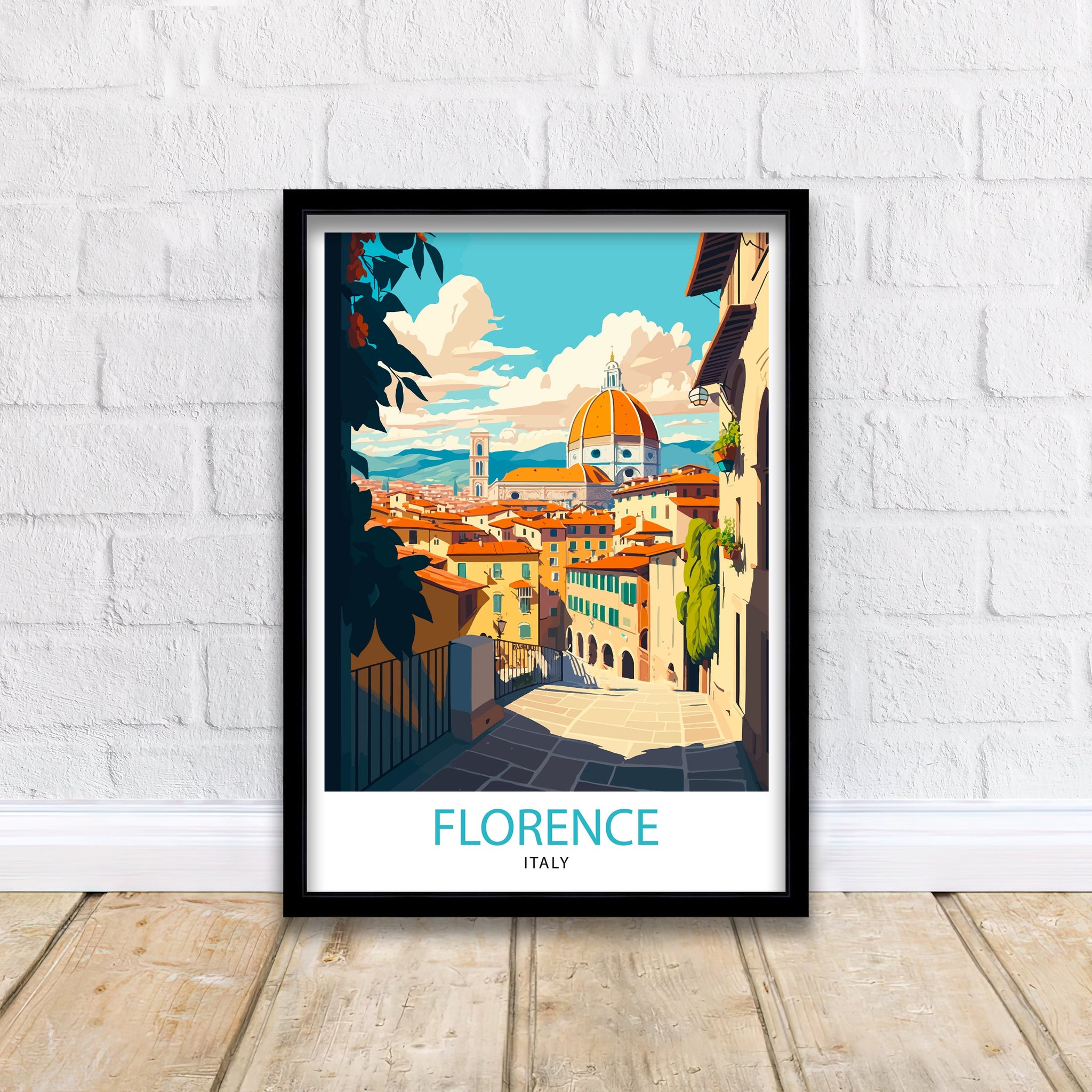 Florence Italy Travel Poster: Cityscape Art Print