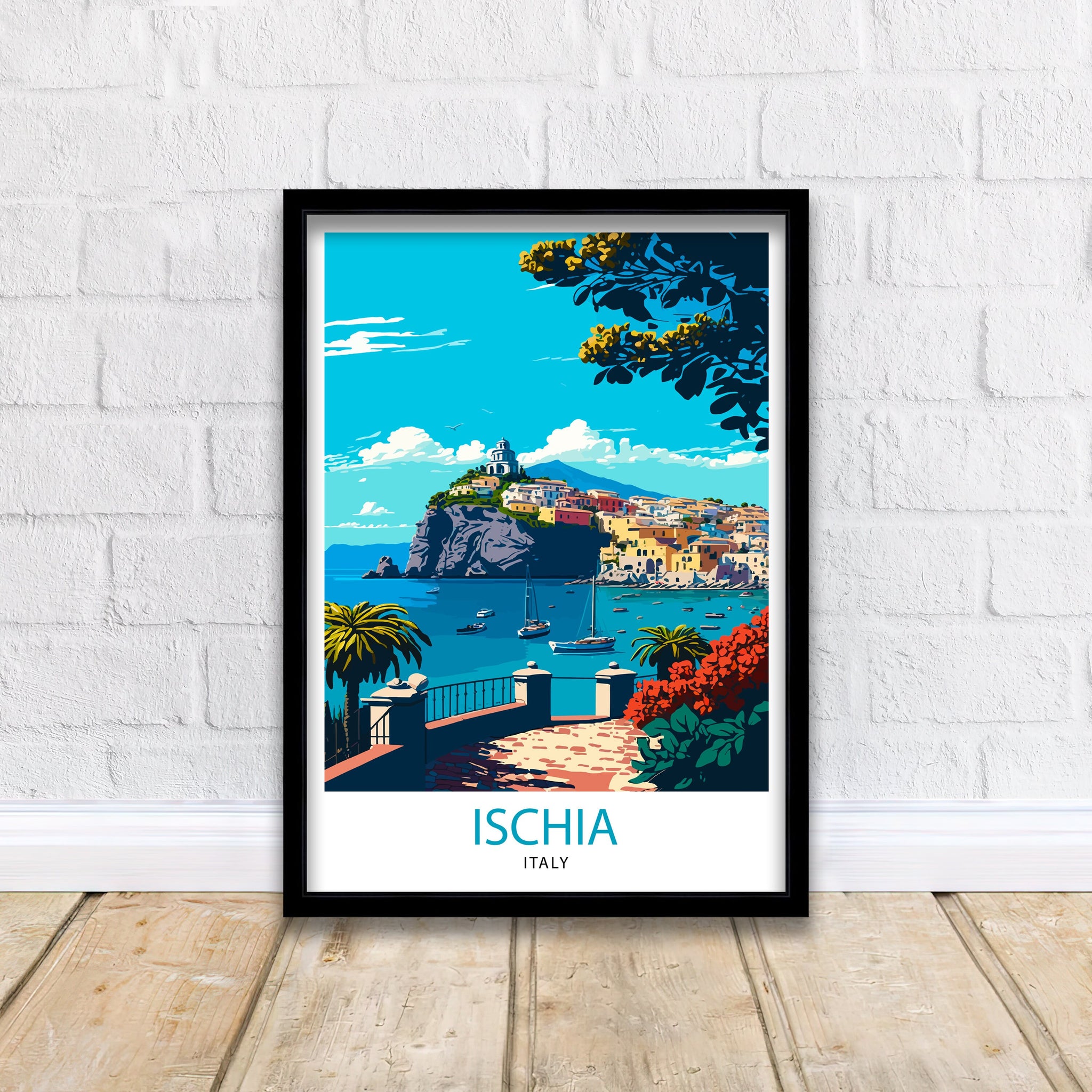 Ischia Italy Travel Poster, Island Illustration Print