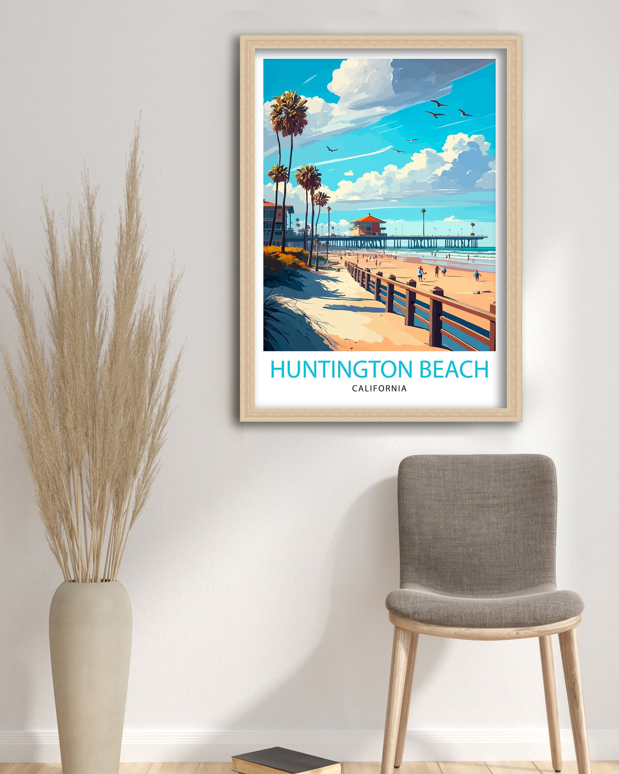 Huntington Beach Pier Art Print | California Travel Poster