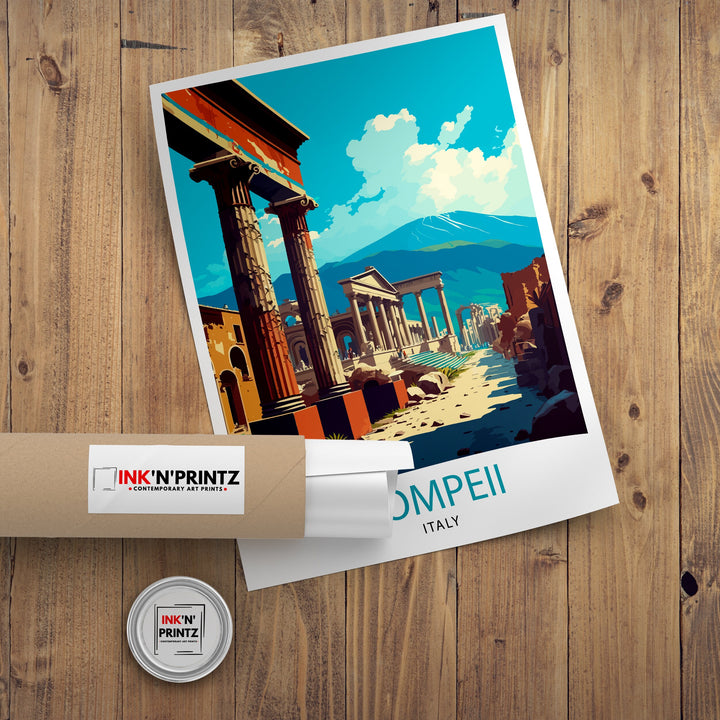 Pompeii Italy Travel Poster Pompeii