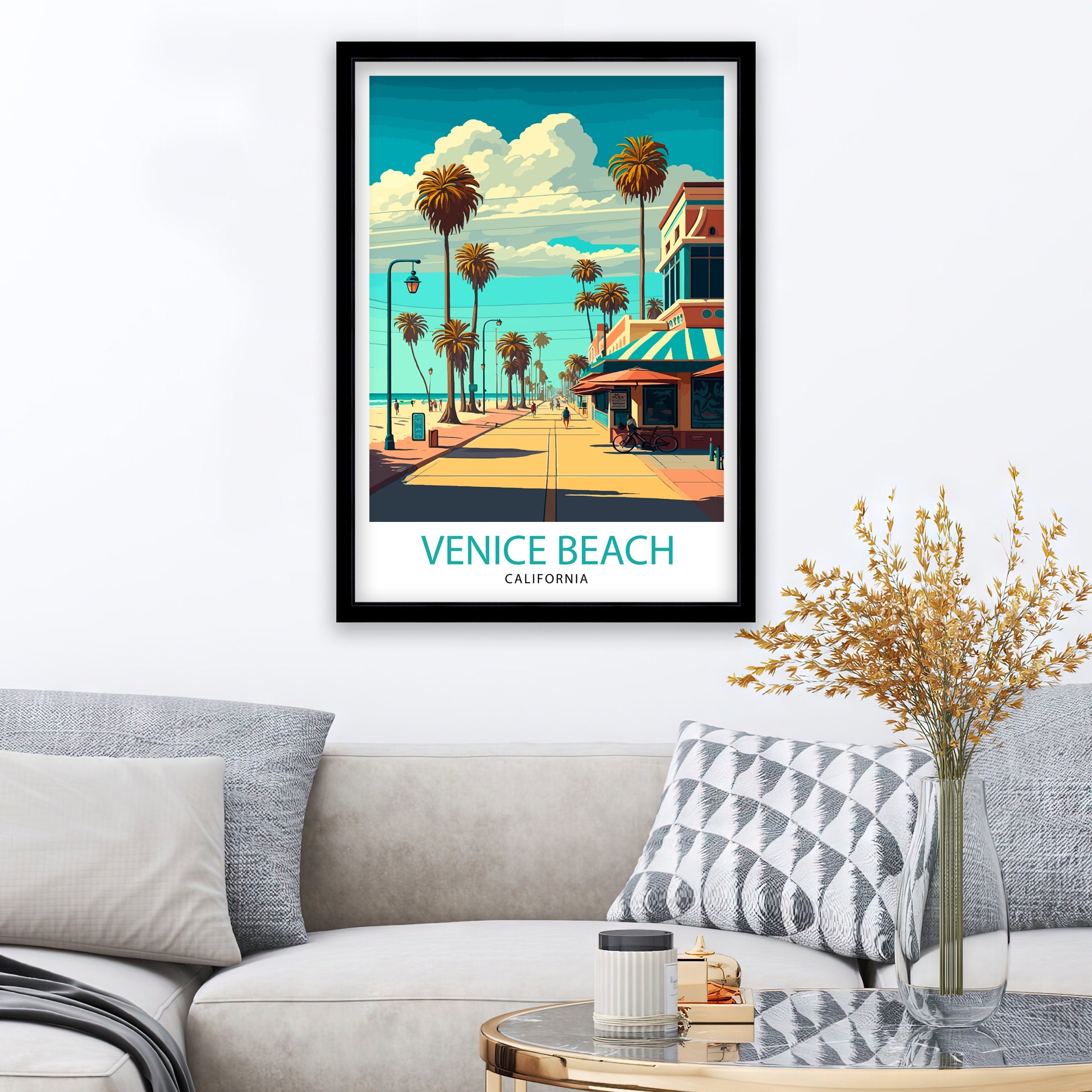 Venice Beach California Travel Poster Venice Beach Wall Art Venice Beach Home Decor Venice Beach Illustration Travel Poster Gift for Venice
