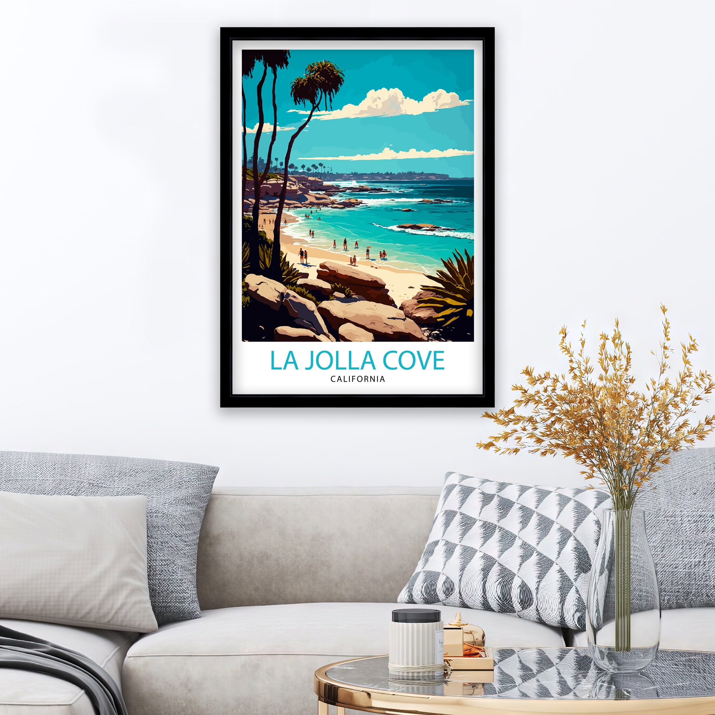 La Jolla Cove Art Print, California Travel Poster