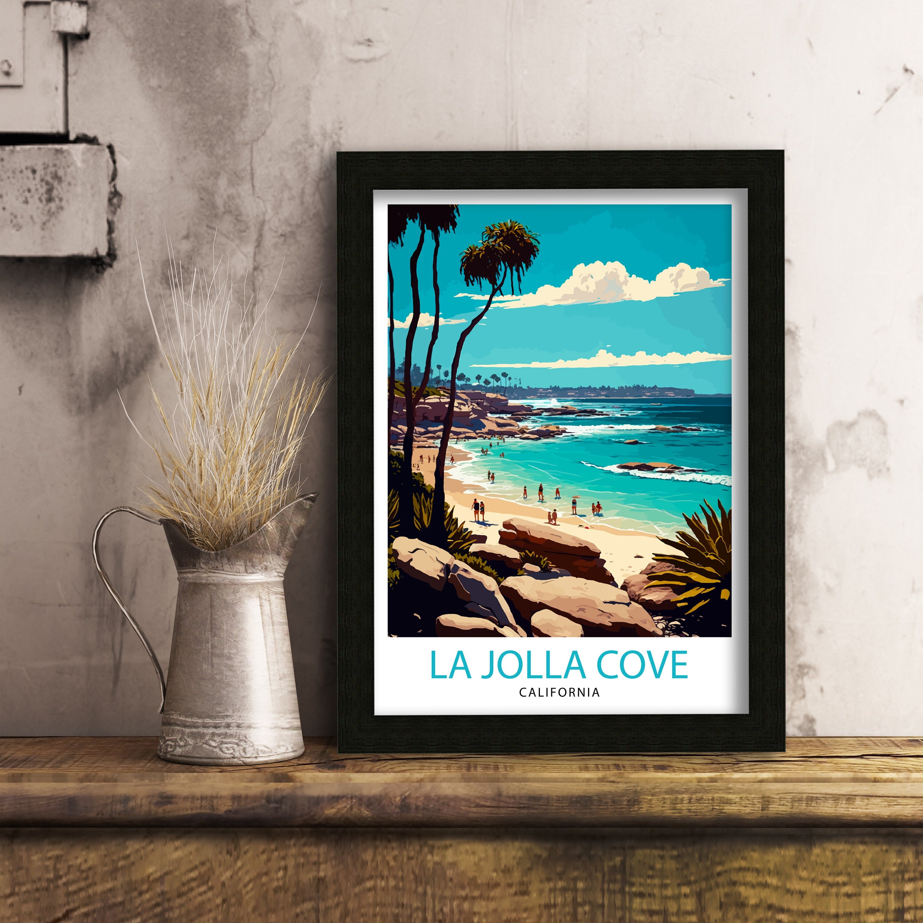 La Jolla Cove Art Print, California Travel Poster