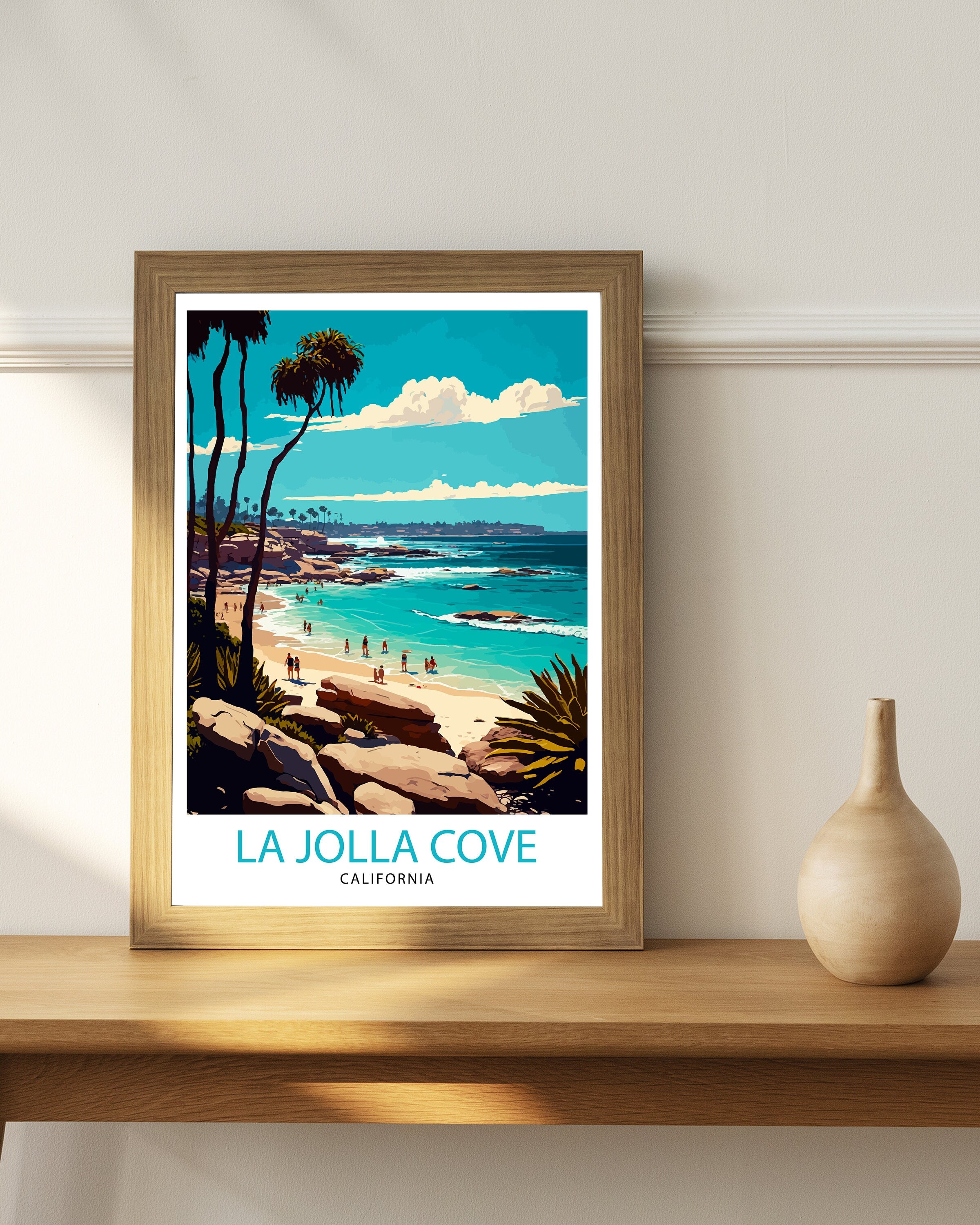 La Jolla Cove Art Print, California Travel Poster