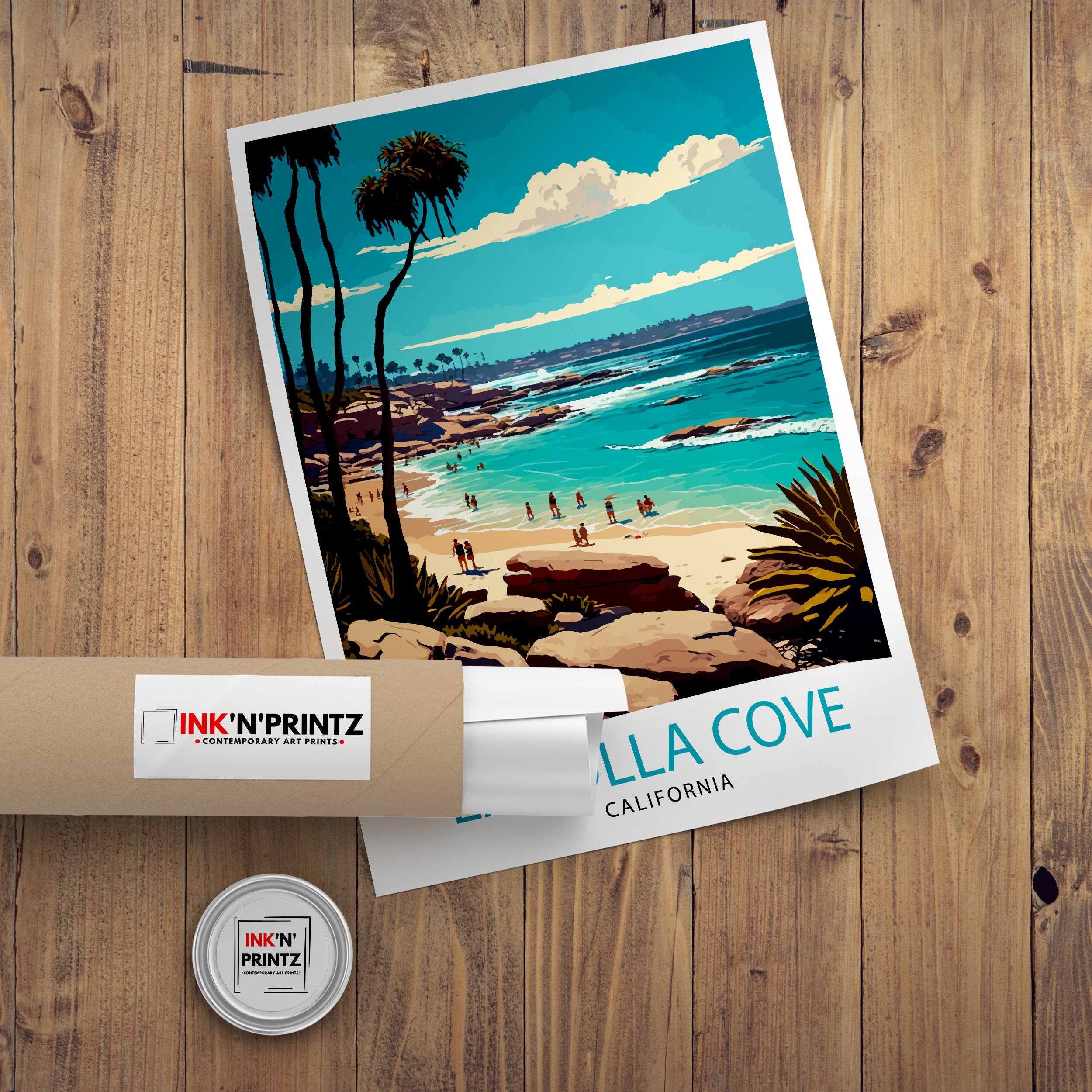 La Jolla Cove Art Print, California Travel Poster