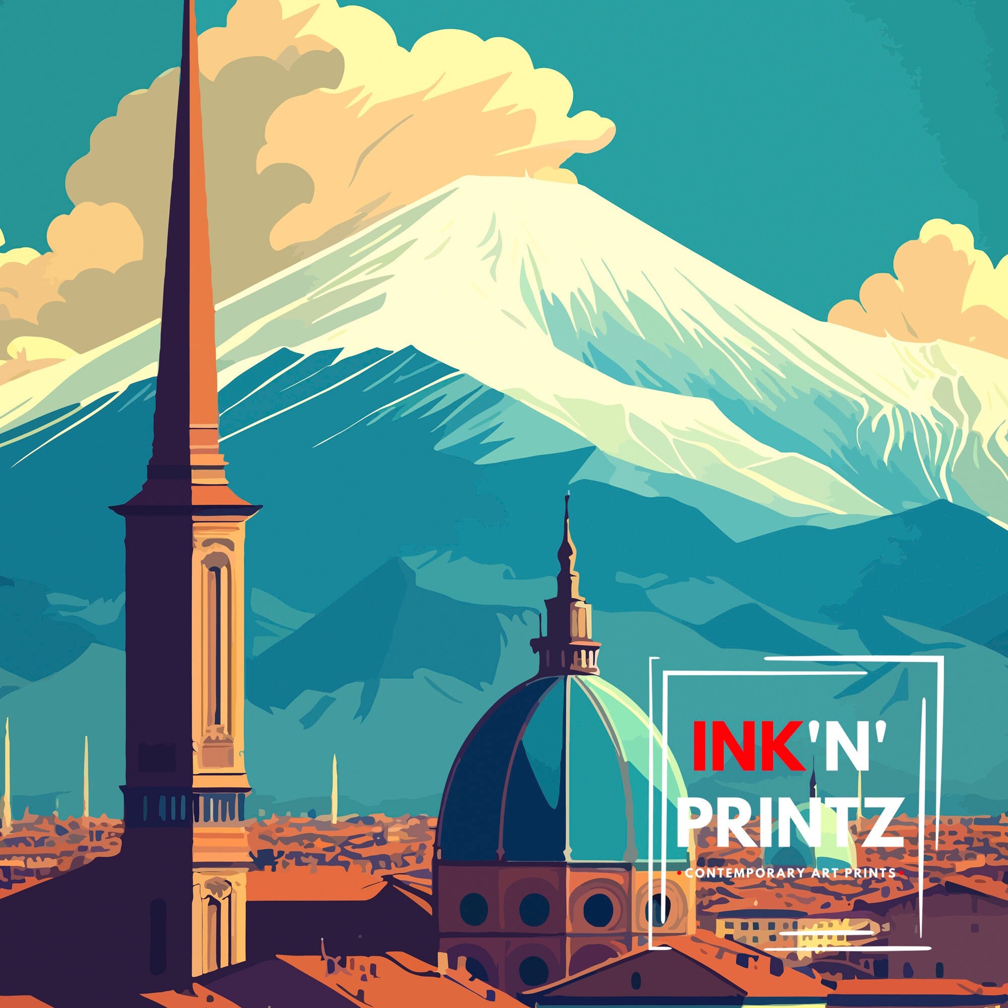 Turin Italy Art Print, Travel Poster, Home Decor