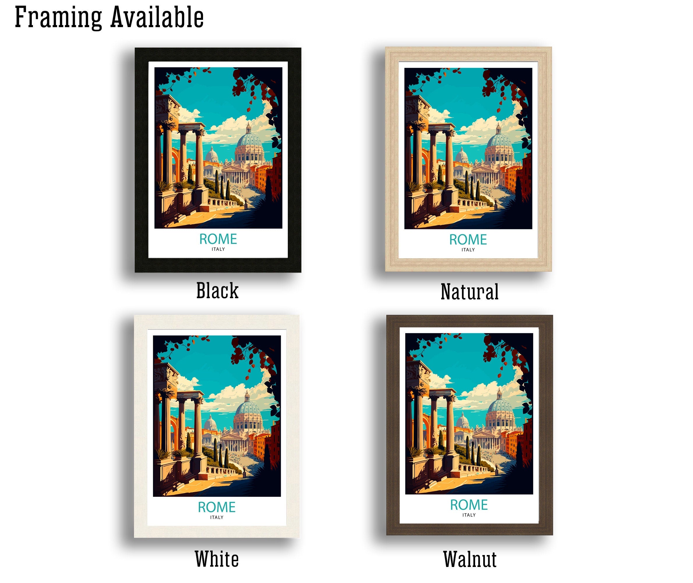 Rome Italy Travel Poster, Italian Home Decor
