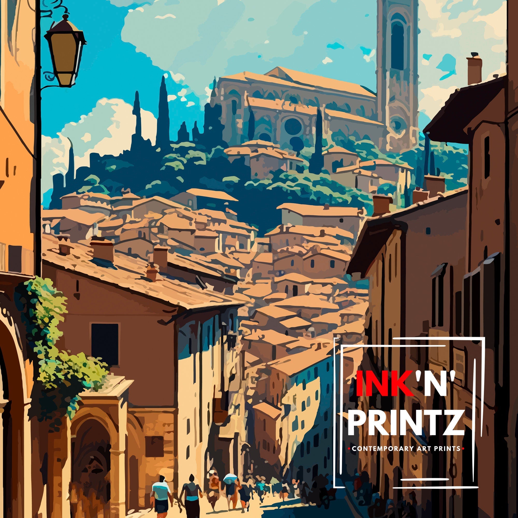 Orvieto Italy Cityscape Art Print, Italy Travel Poster