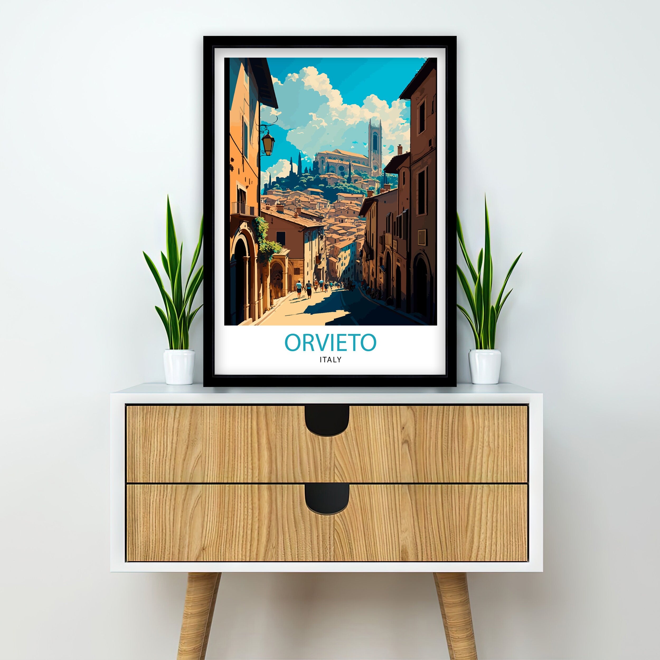 Orvieto Italy Cityscape Art Print, Italy Travel Poster
