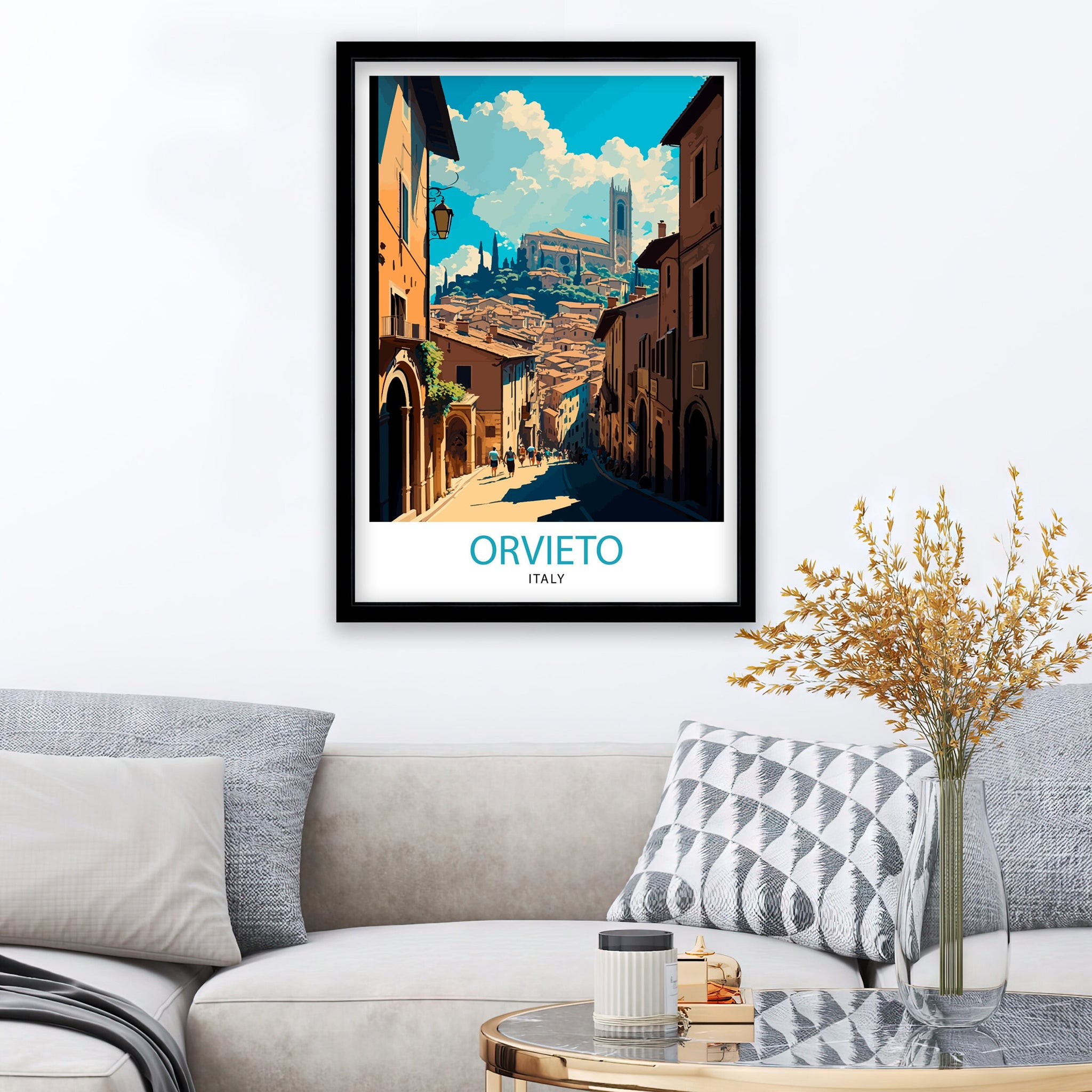 Orvieto Italy Cityscape Art Print, Italy Travel Poster