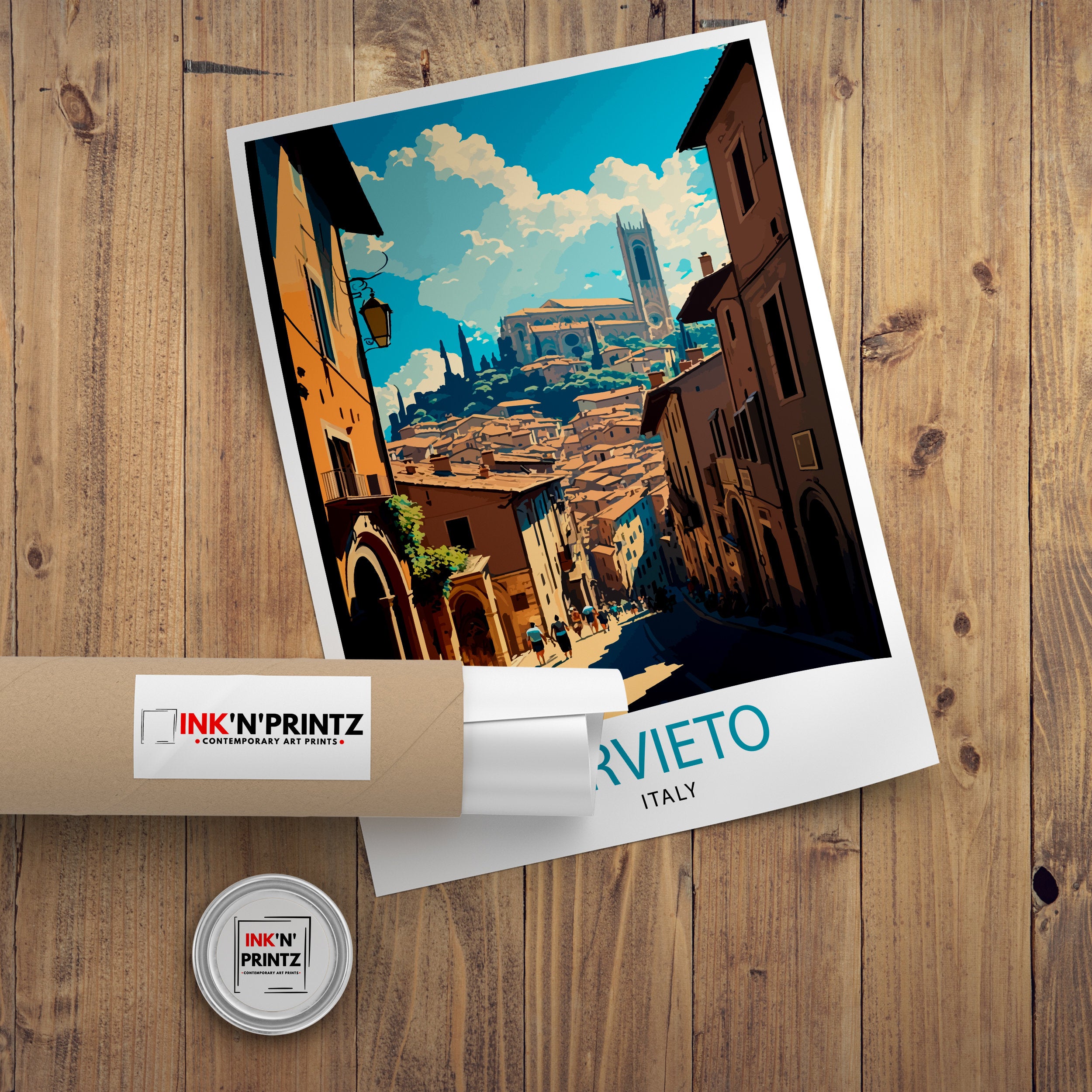 Orvieto Italy Cityscape Art Print, Italy Travel Poster