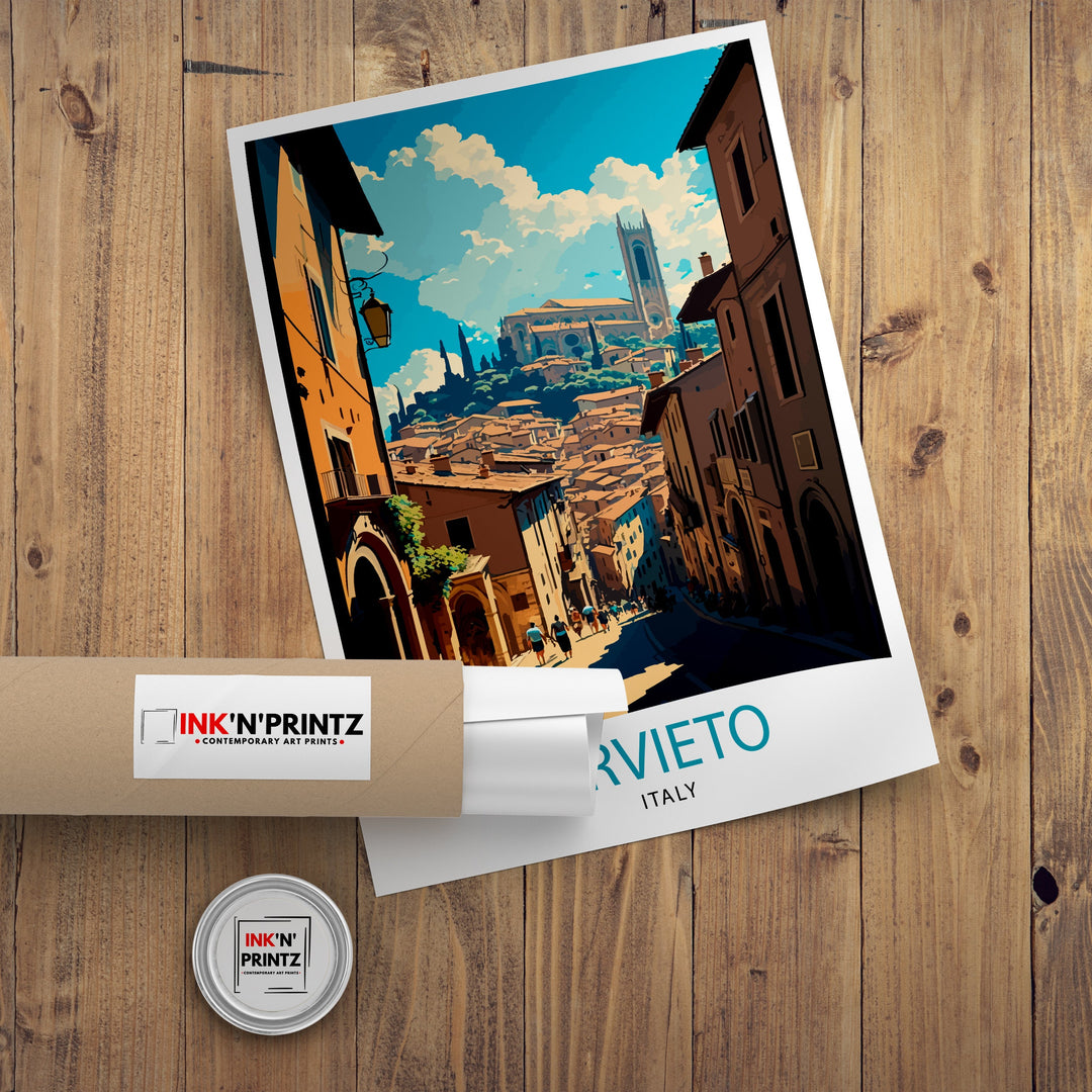 Orvieto Italy Travel Poster Orvieto Wall Art Italy Travel Poster Orvieto Cityscape Italy Illustration Gift for Italy Lovers Home Decor