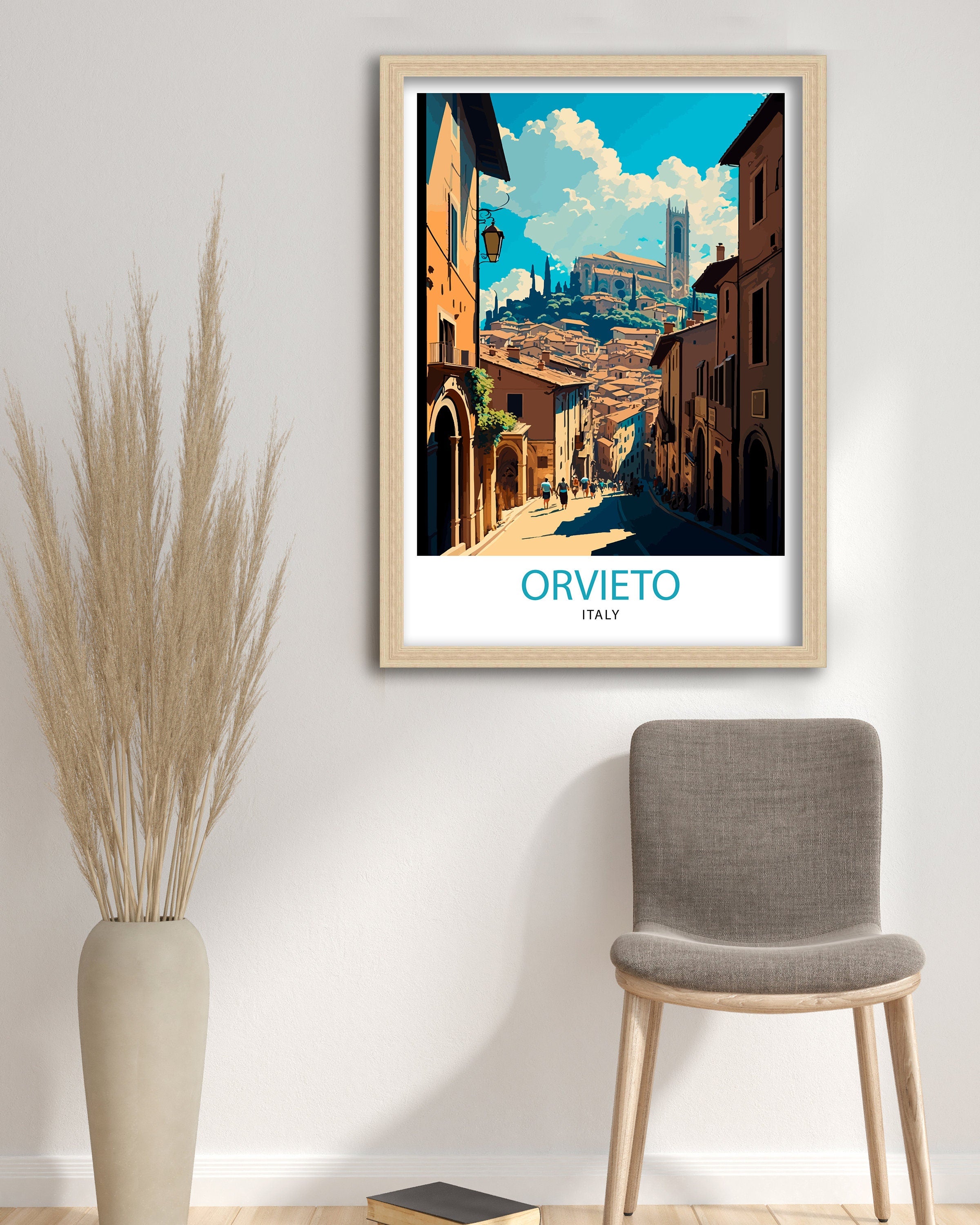 Orvieto Italy Cityscape Art Print, Italy Travel Poster