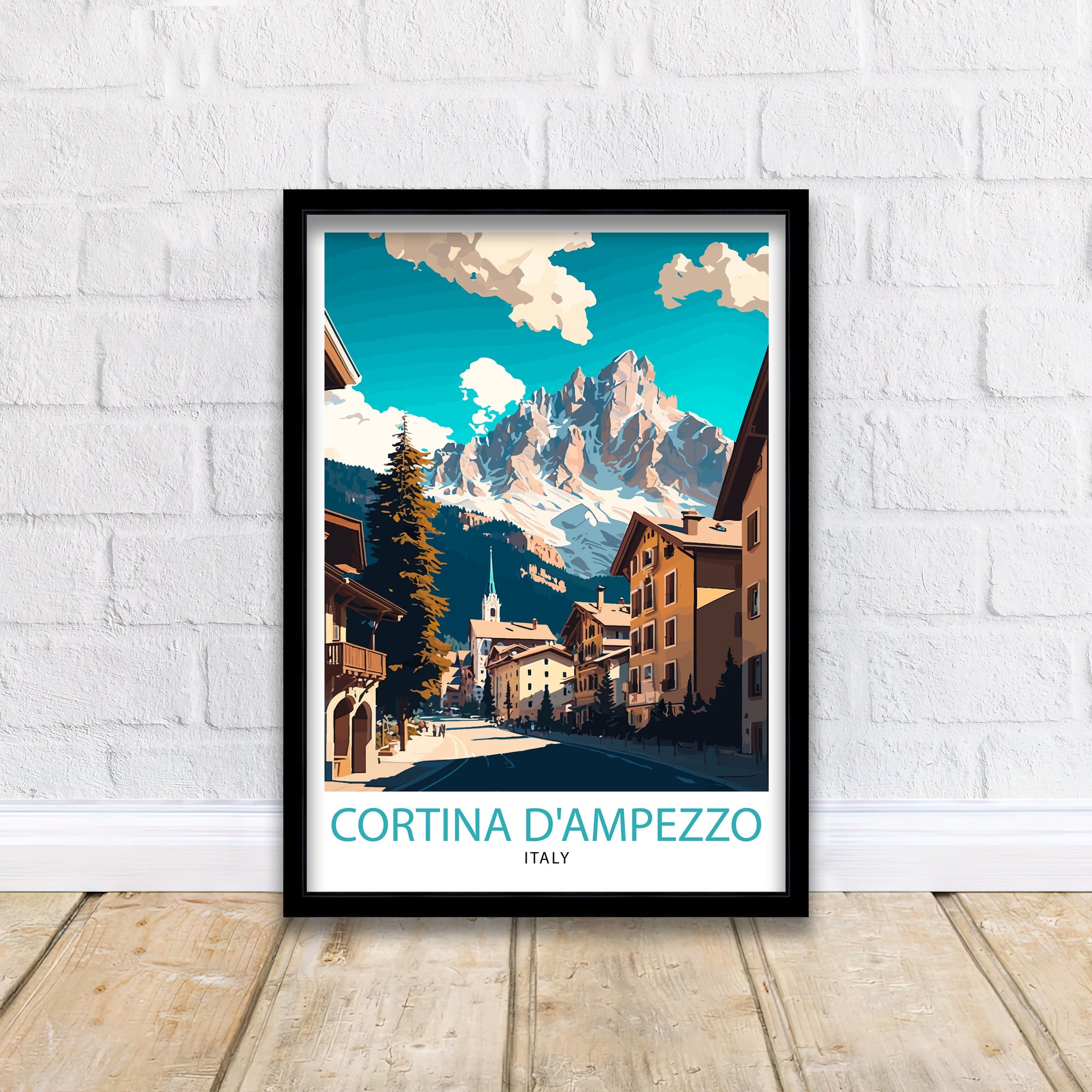 Cortina D'Ampezzo Italy Travel Poster, Matt Print