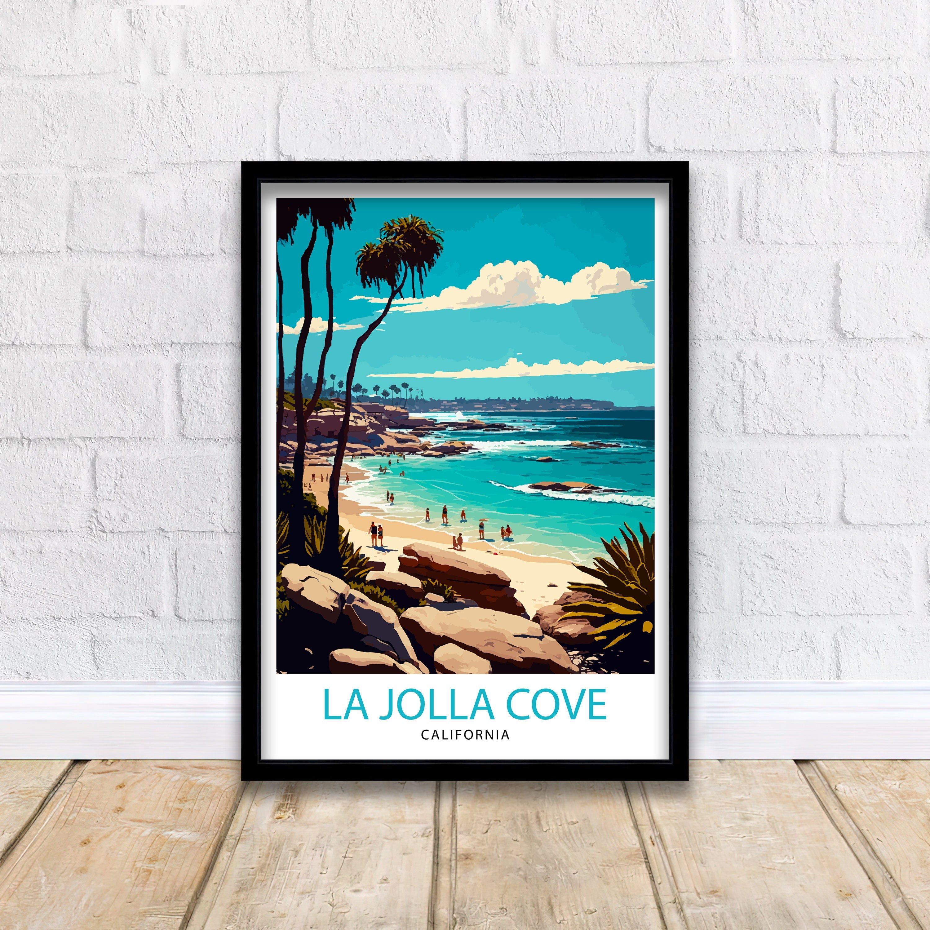La Jolla Cove Art Print, California Travel Poster