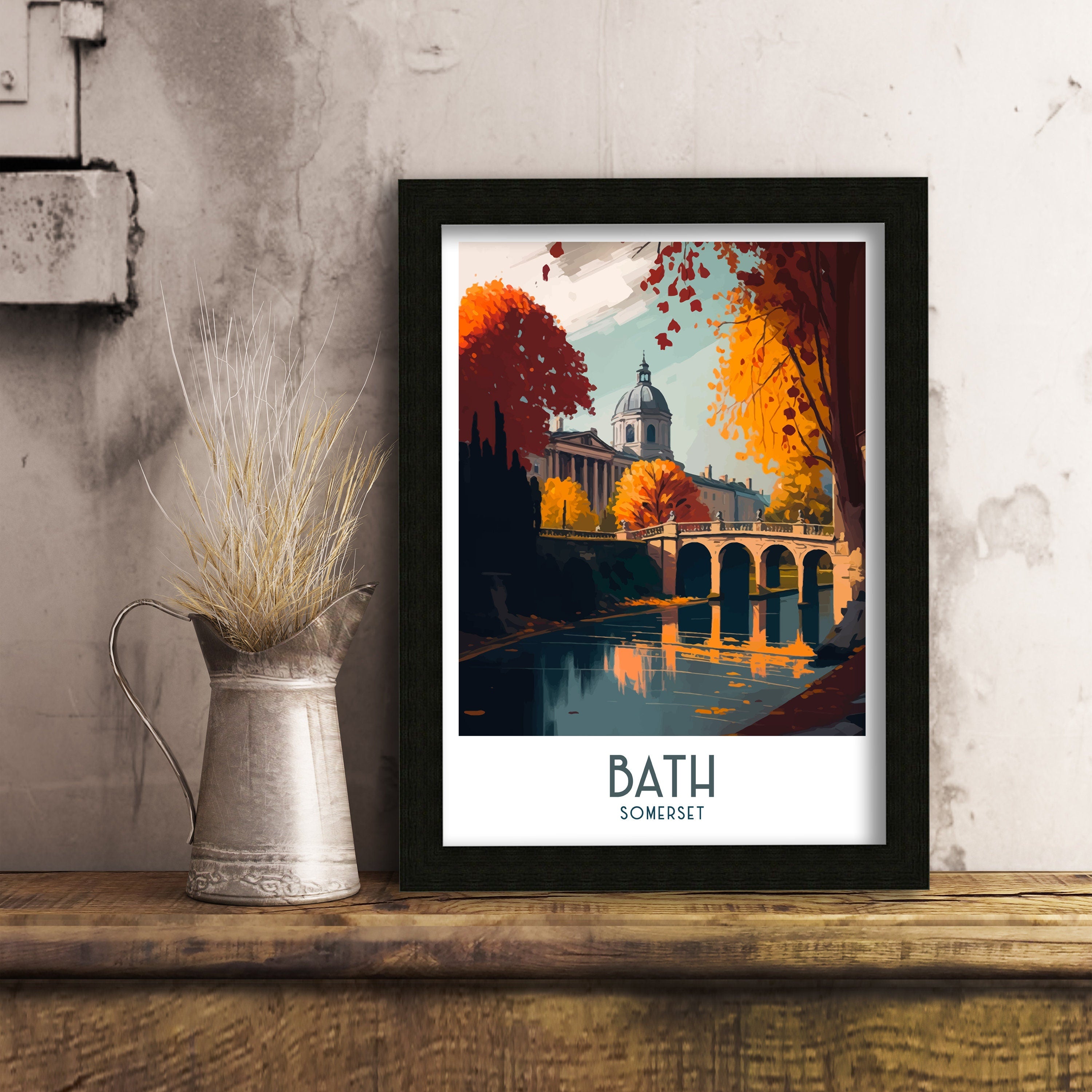 Bath Somerset Illustration Print, England Travel Poster