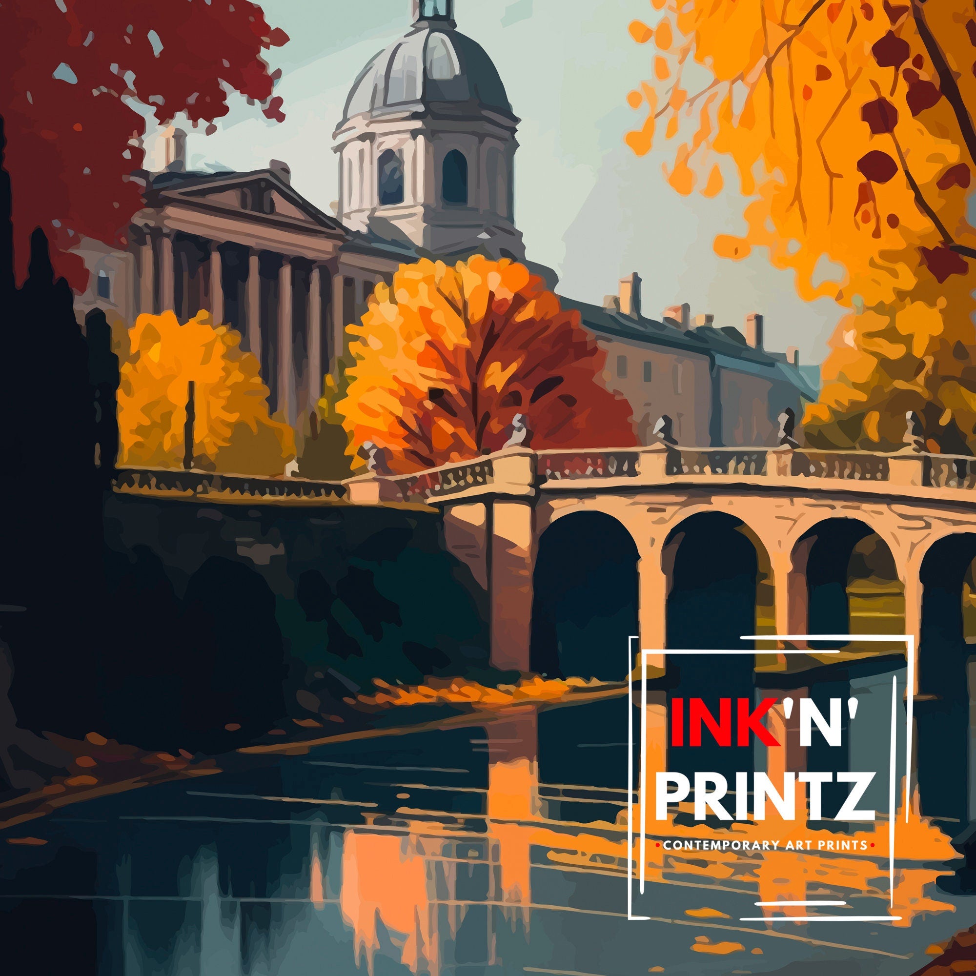 Bath Somerset Illustration Print, England Travel Poster