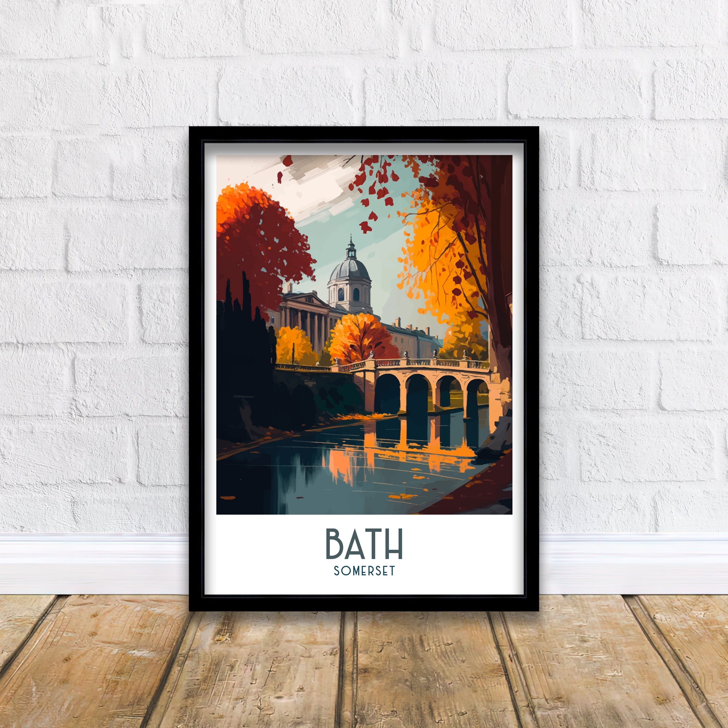 Bath Somerset Illustration Print, England Travel Poster