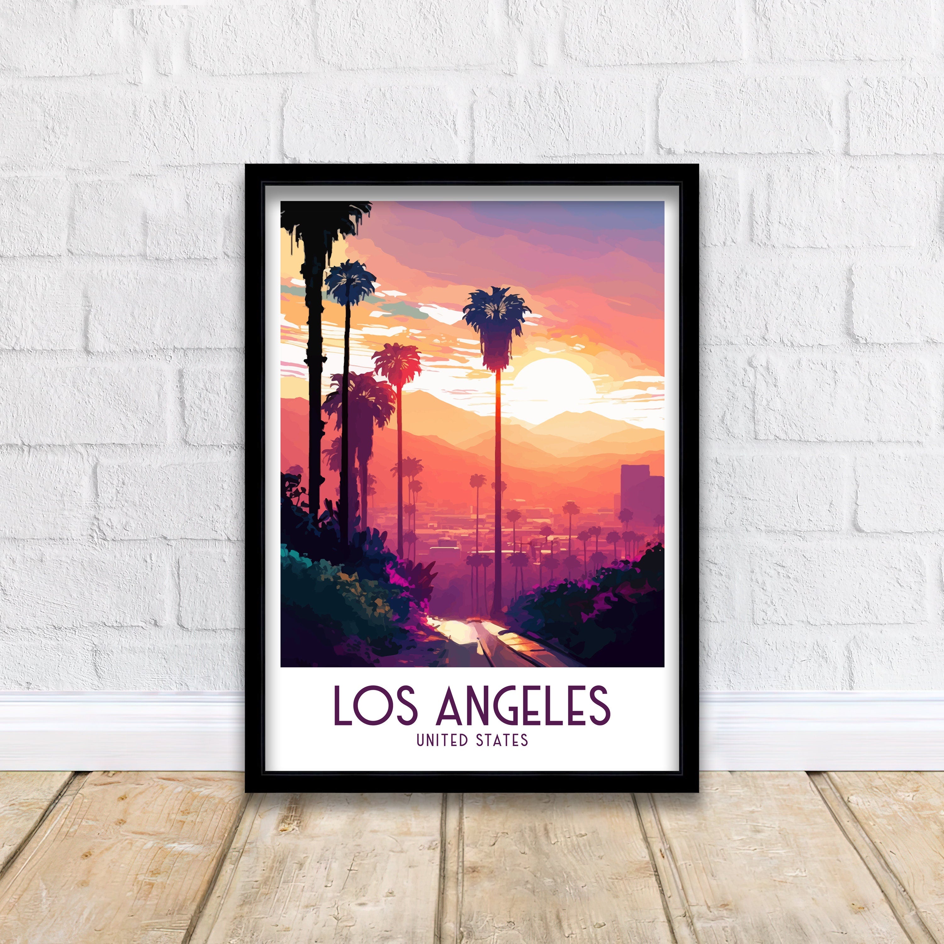 Los Angeles Travel Poster | California Landmark Art Print