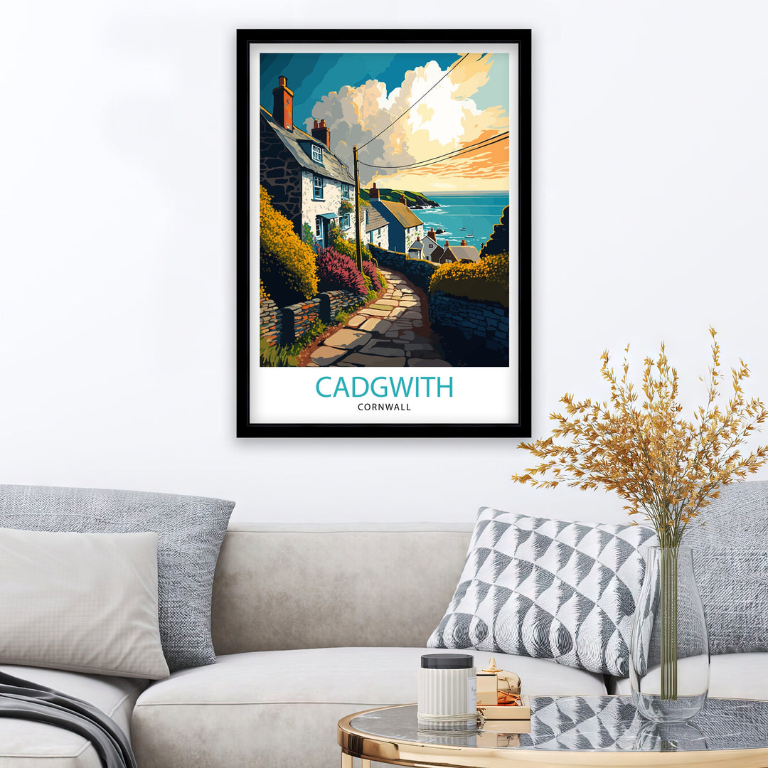 Cadgwith Cornwall Travel Poster Cadgwith Wall Art Cornwall Travel Poster Cadgwith Illustration Cornwall Home Decor Gift For Cornwall Lovers