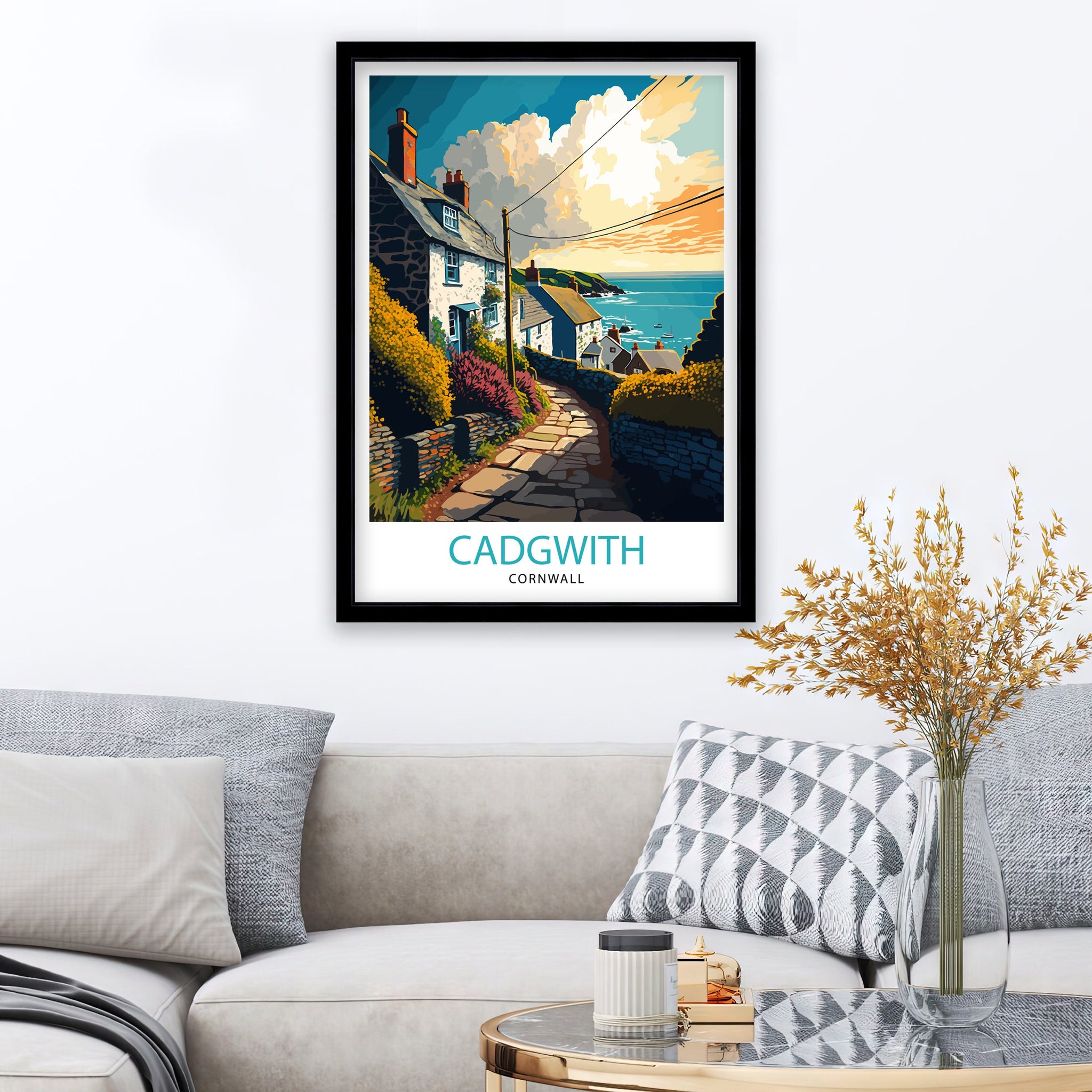 Cadgwith Cornwall Travel Poster Cadgwith Wall Art Cornwall Travel Poster Cadgwith Illustration Cornwall Home Decor Gift For Cornwall Lovers