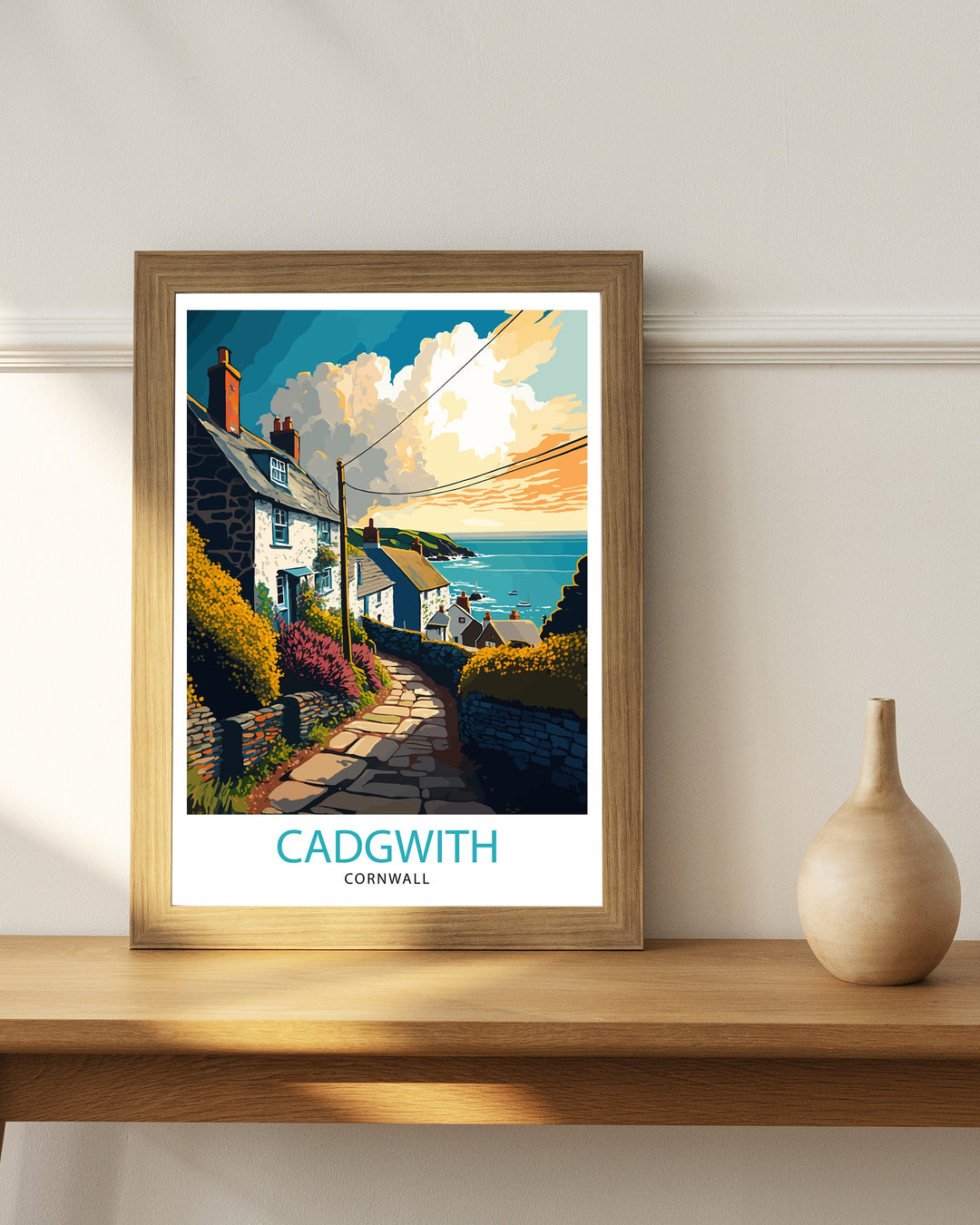 Cadgwith Cornwall Travel Poster Cadgwith Wall Art Cornwall Travel Poster Cadgwith Illustration Cornwall Home Decor Gift For Cornwall Lovers