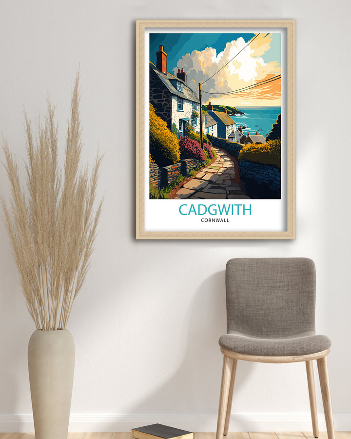 Cadgwith Cornwall Travel Poster Cadgwith Wall Art Cornwall Travel Poster Cadgwith Illustration Cornwall Home Decor Gift For Cornwall Lovers