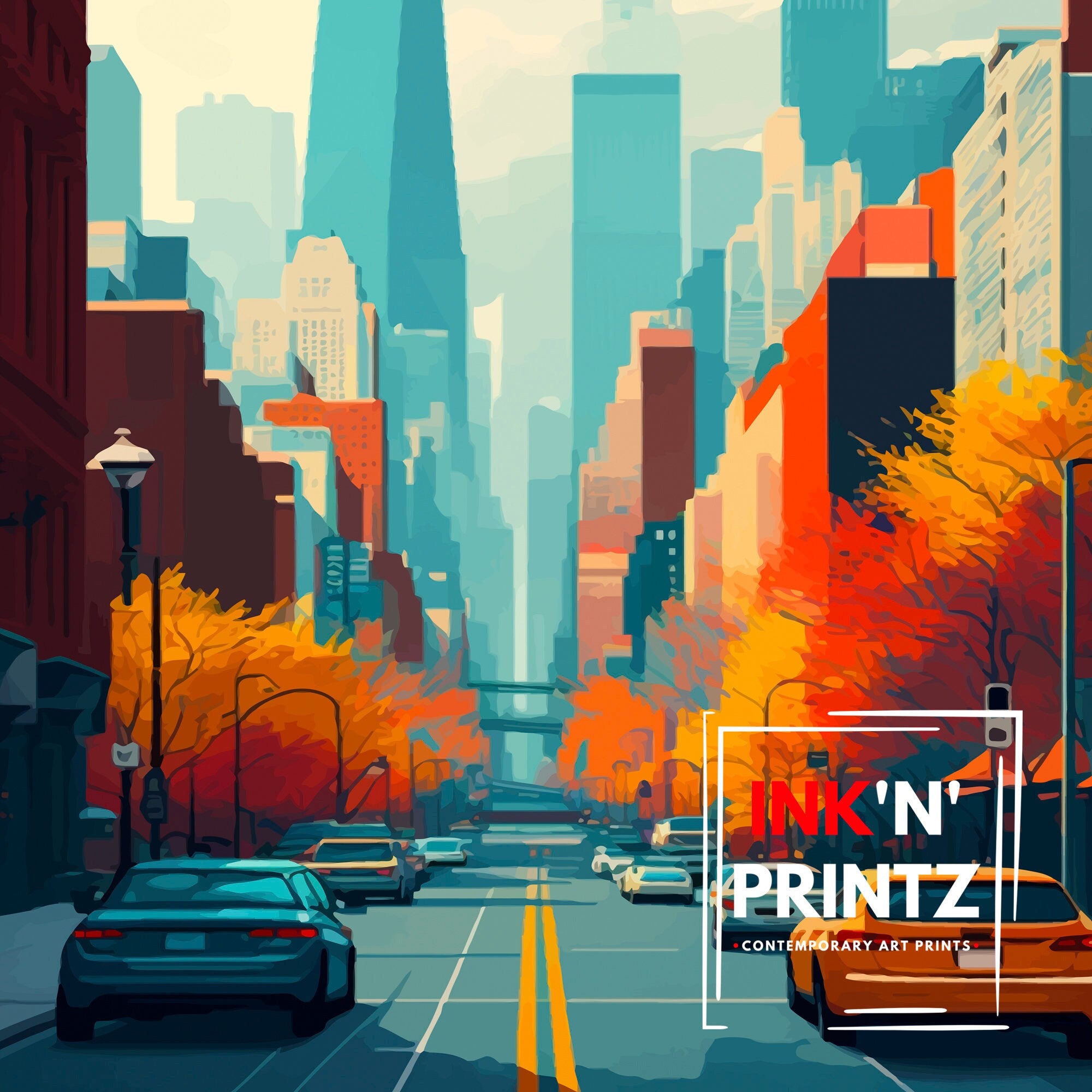 Chicago Travel Poster, Willis Tower & The Bean, Home Decor