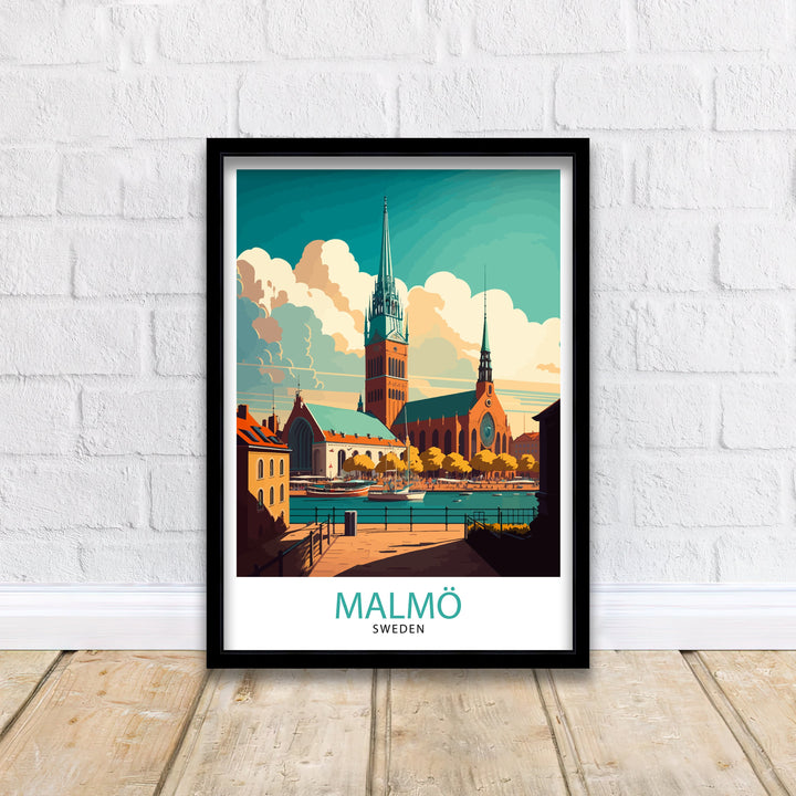 Malmö Sweden Trave Poster Malmö Wall Art Malmö Home Decor Malmö Illustration Poster Malmö Travel Poster Gift for Malmö Sweden Home Decor