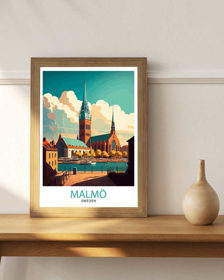 Malmö Sweden Trave Poster Malmö Wall Art Malmö Home Decor Malmö Illustration Poster Malmö Travel Poster Gift for Malmö Sweden Home Decor