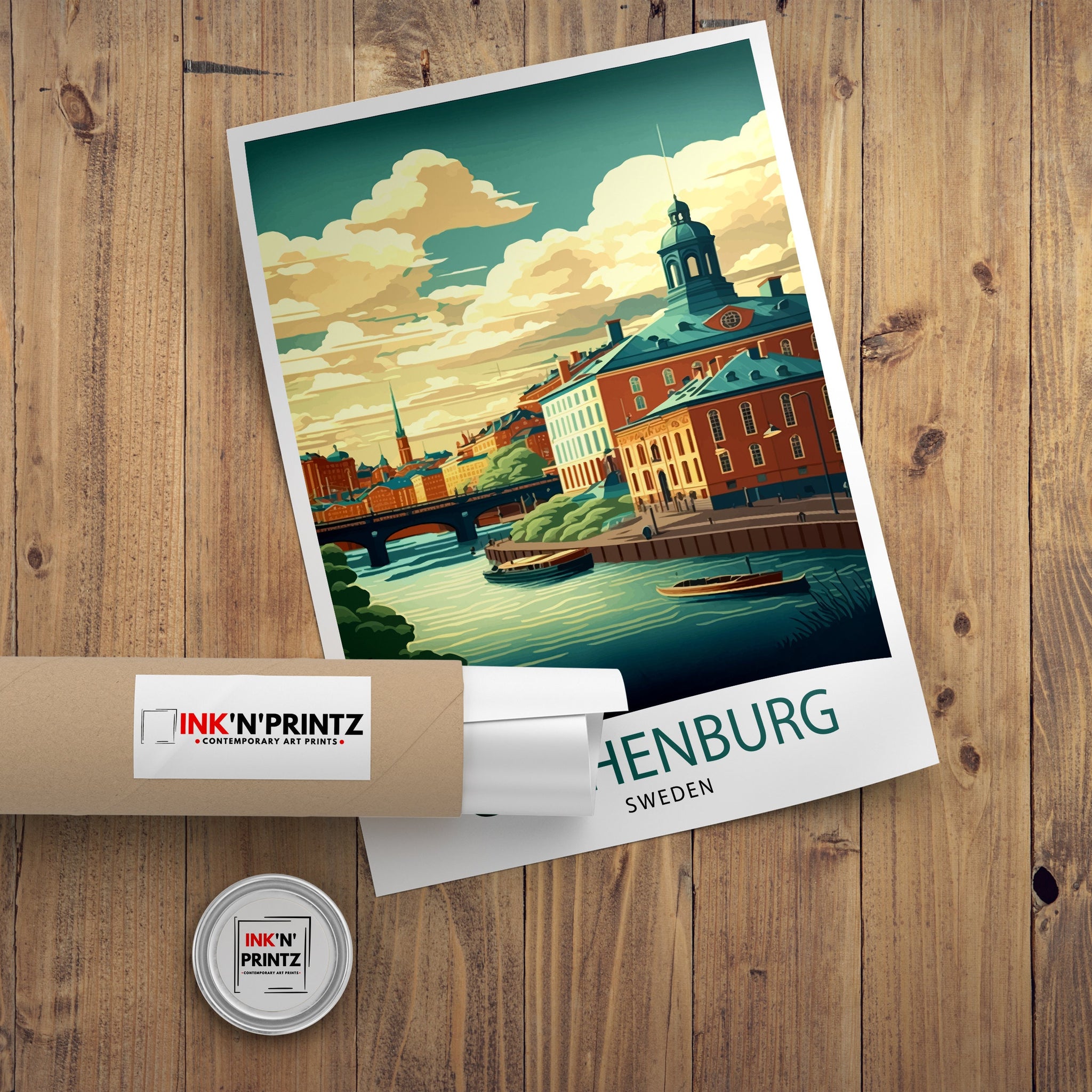 Gothenburg Sweden Travel Poster, Cityscape Art Print