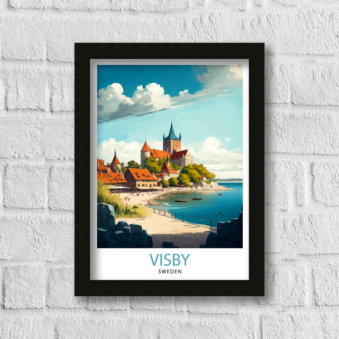 Visby Sweden Travel Poster Visby Wall Art Visby Home Decor Visby Cityscape Illustration Visby Poster Visby Travel Souvenir Sweden Travel