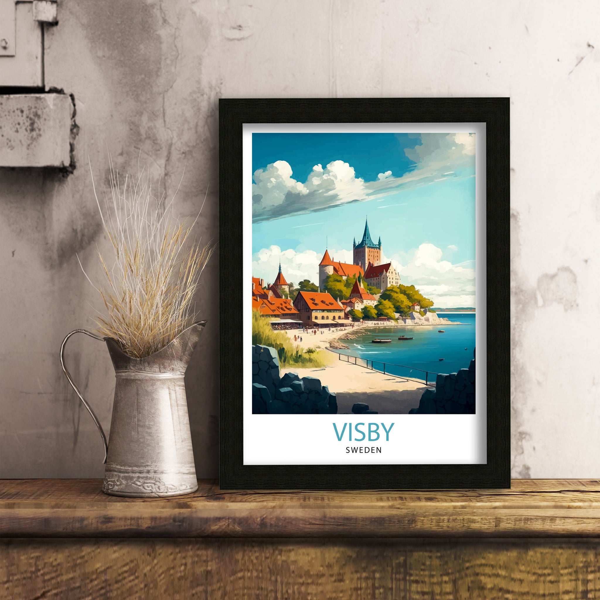 Visby Sweden Cityscape Travel Print
