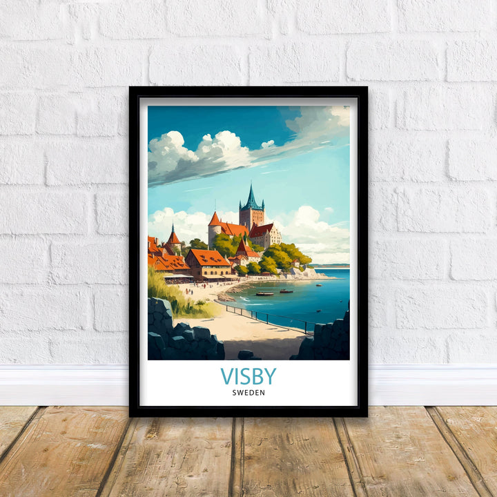 Visby Sweden Travel Poster Visby Wall Art Visby Home Decor Visby Cityscape Illustration Visby Poster Visby Travel Souvenir Sweden Travel