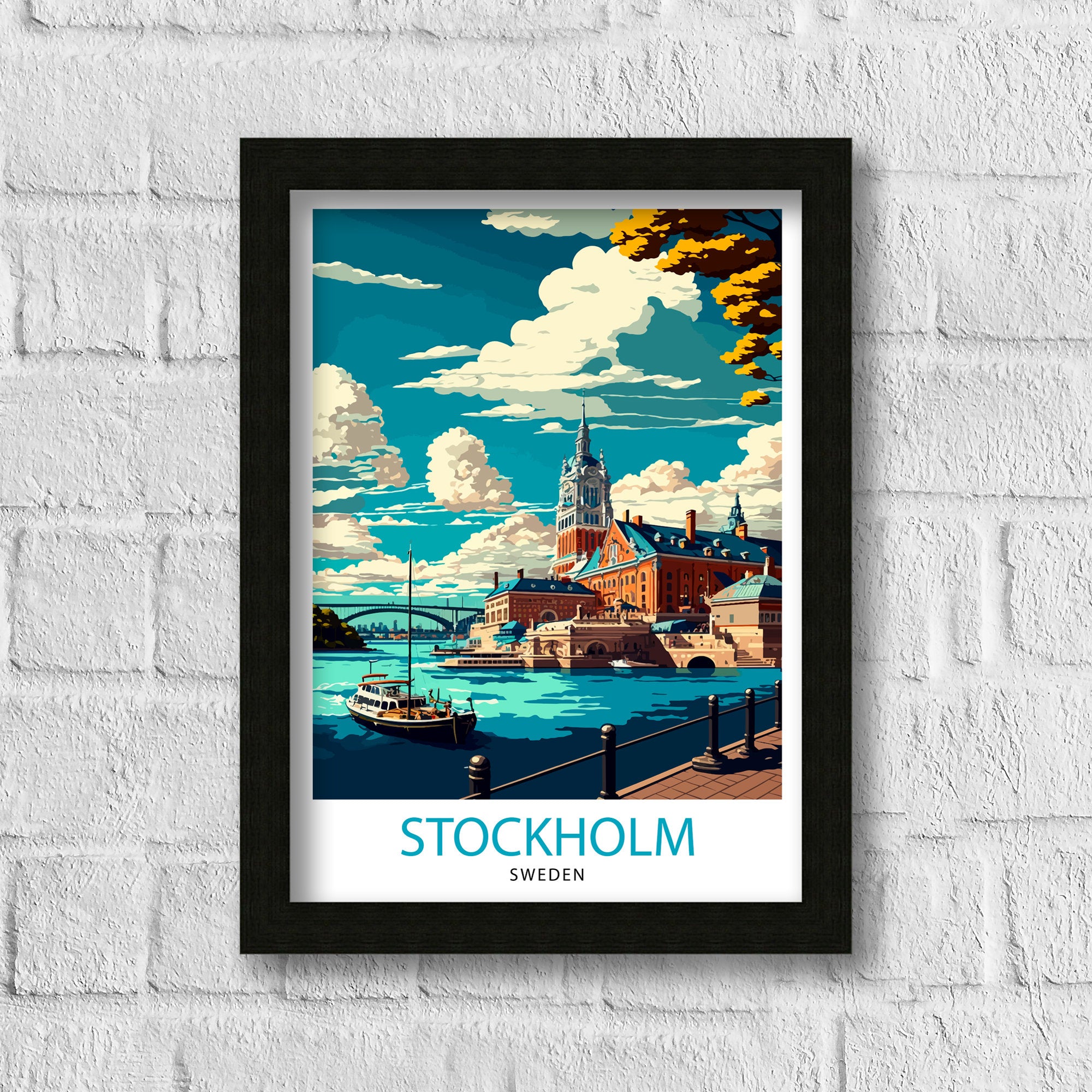Stockholm Sweden Travel Poster | Scandinavian Illustration Art Print