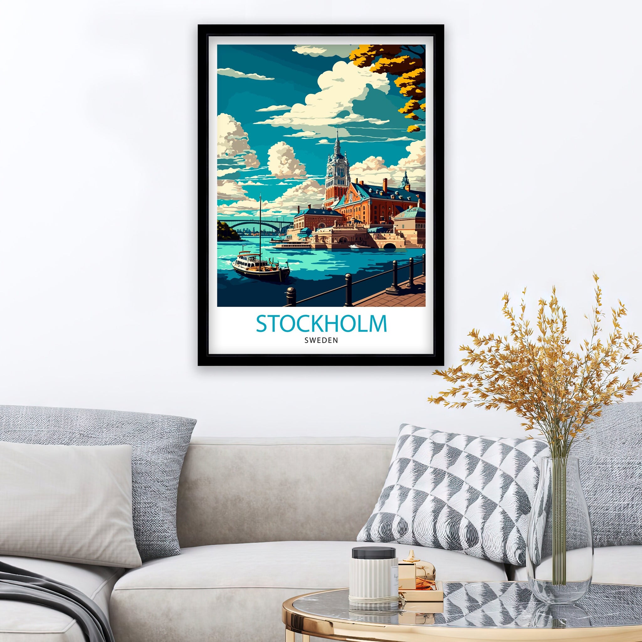 Stockholm Sweden Travel Poster | Scandinavian Illustration Art Print