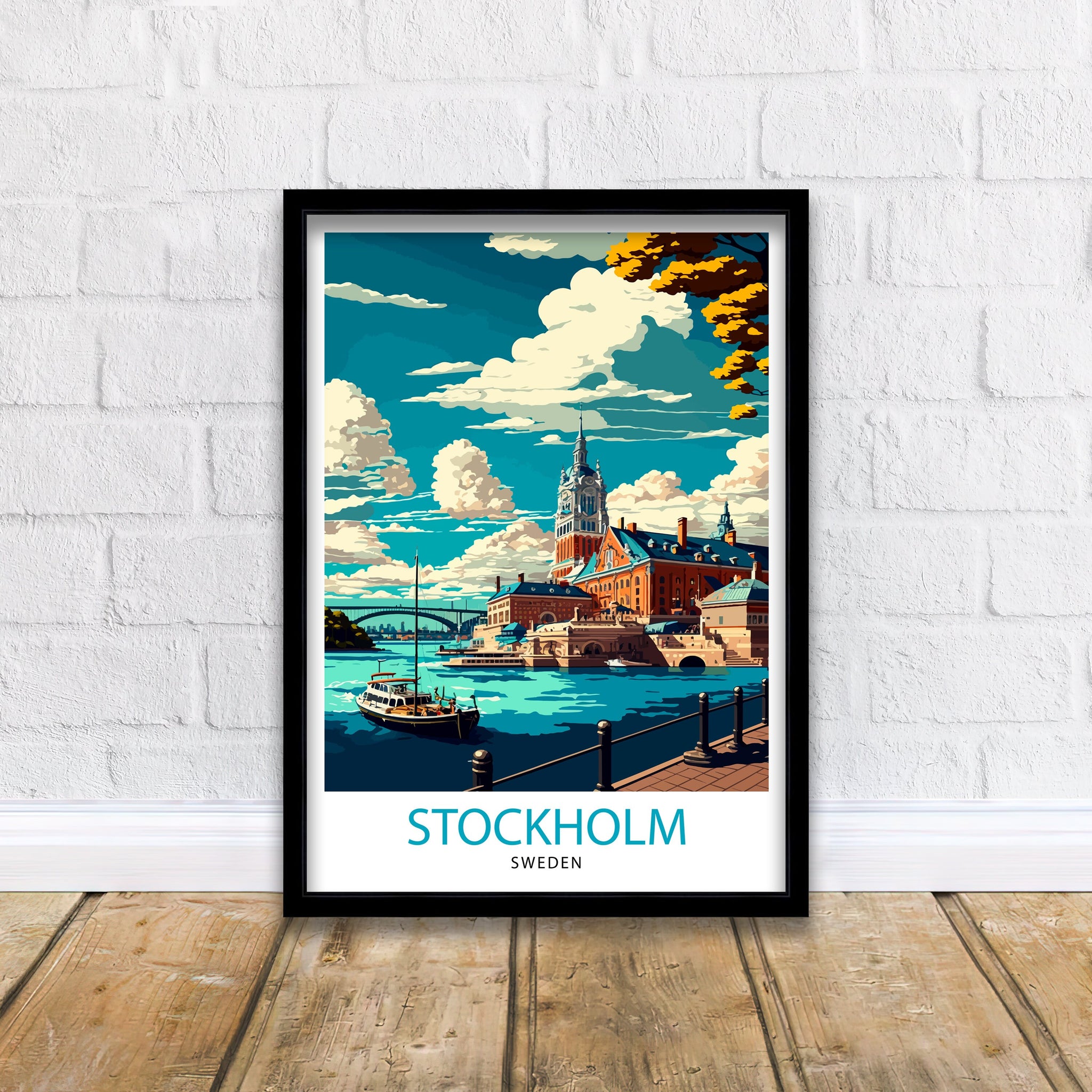 Stockholm Sweden Travel Poster | Scandinavian Illustration Art Print